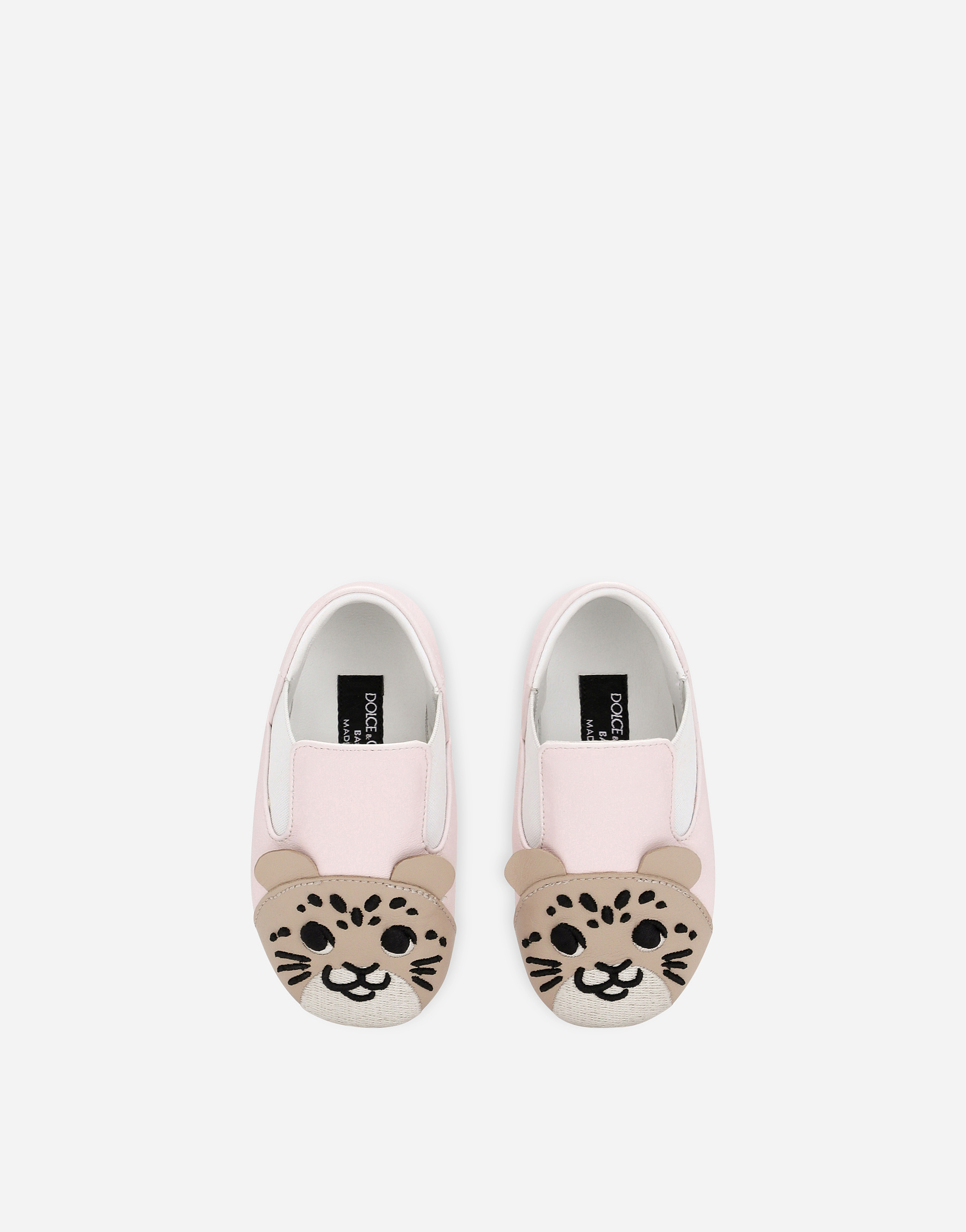 Shop Dolce & Gabbana Lambskin Low-top Sneakers With Leopard Detail In Pink