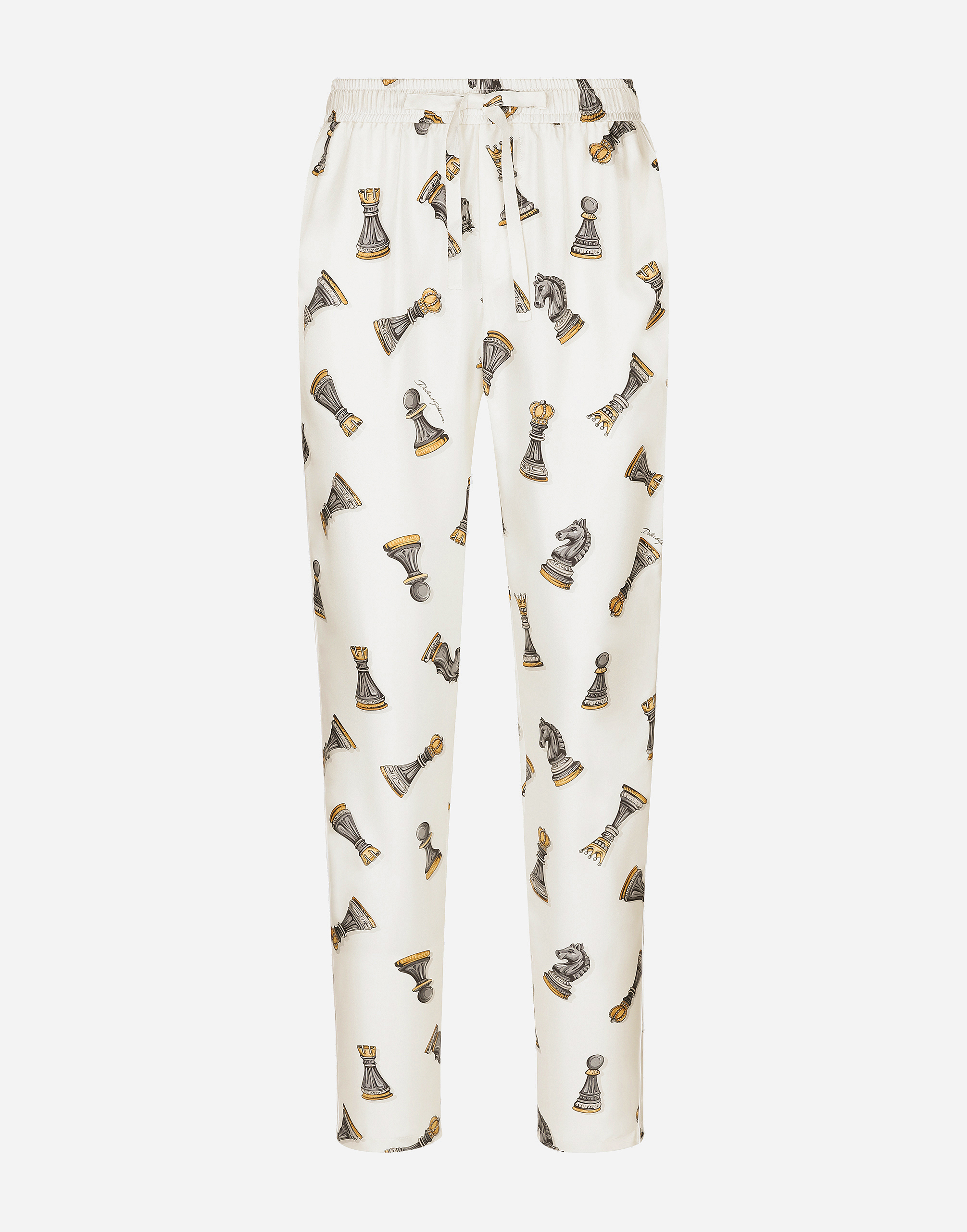 Shop Dolce & Gabbana Silk Twill Jogging Pants With Chess-piece Print