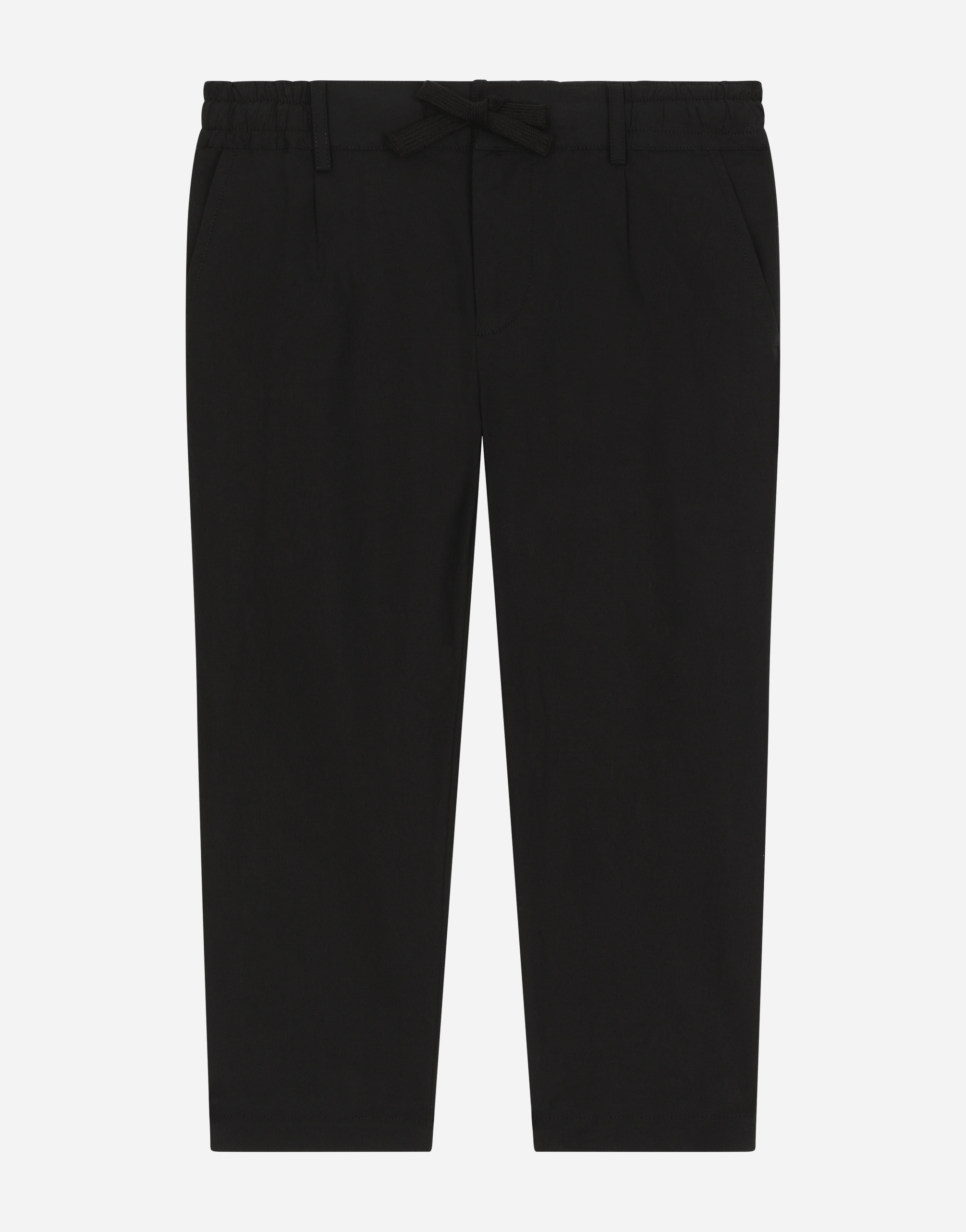 Dolce & Gabbana Kids' Stretch Poplin Trousers With Logo Tag In Black