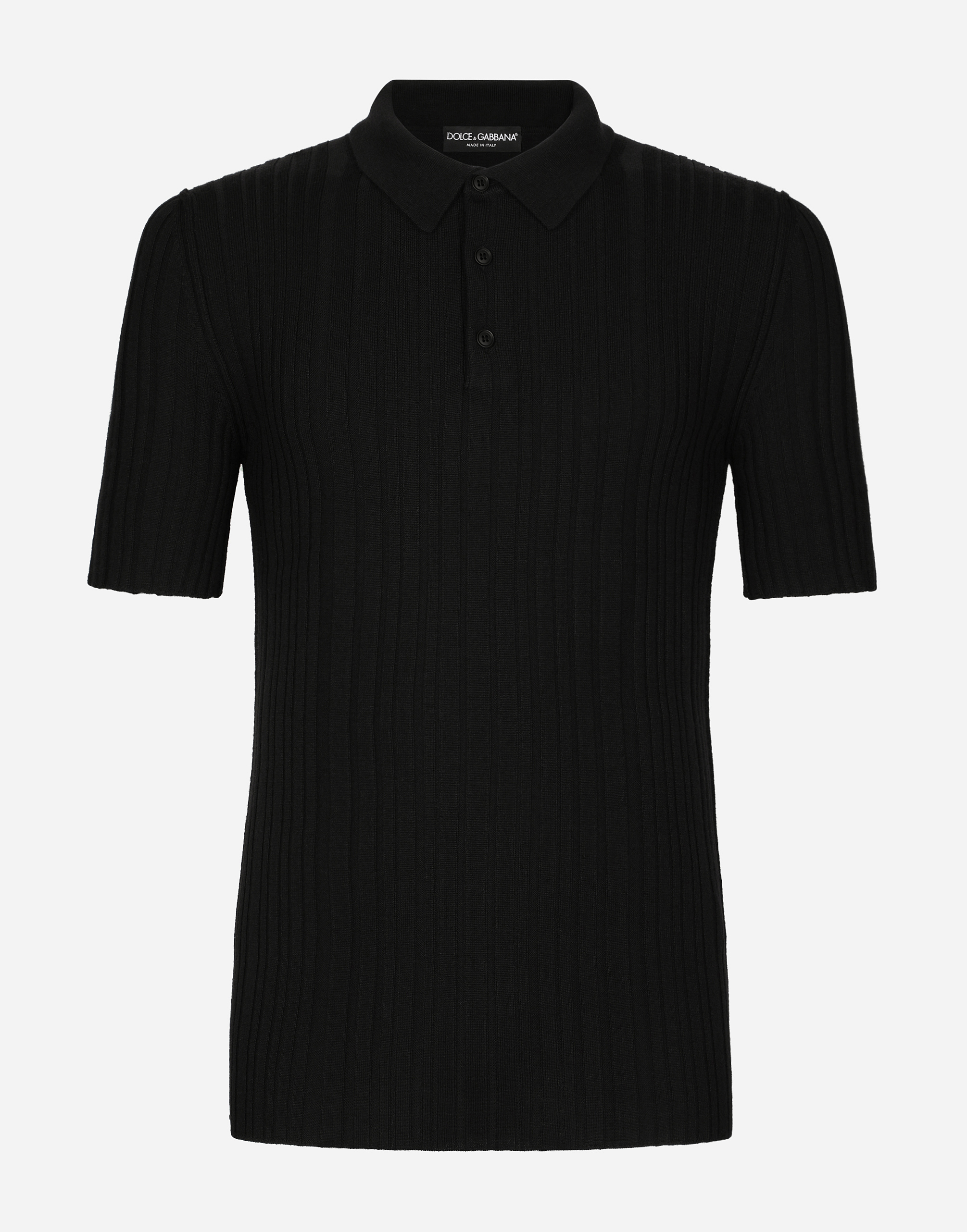 Wool knit polo shirt