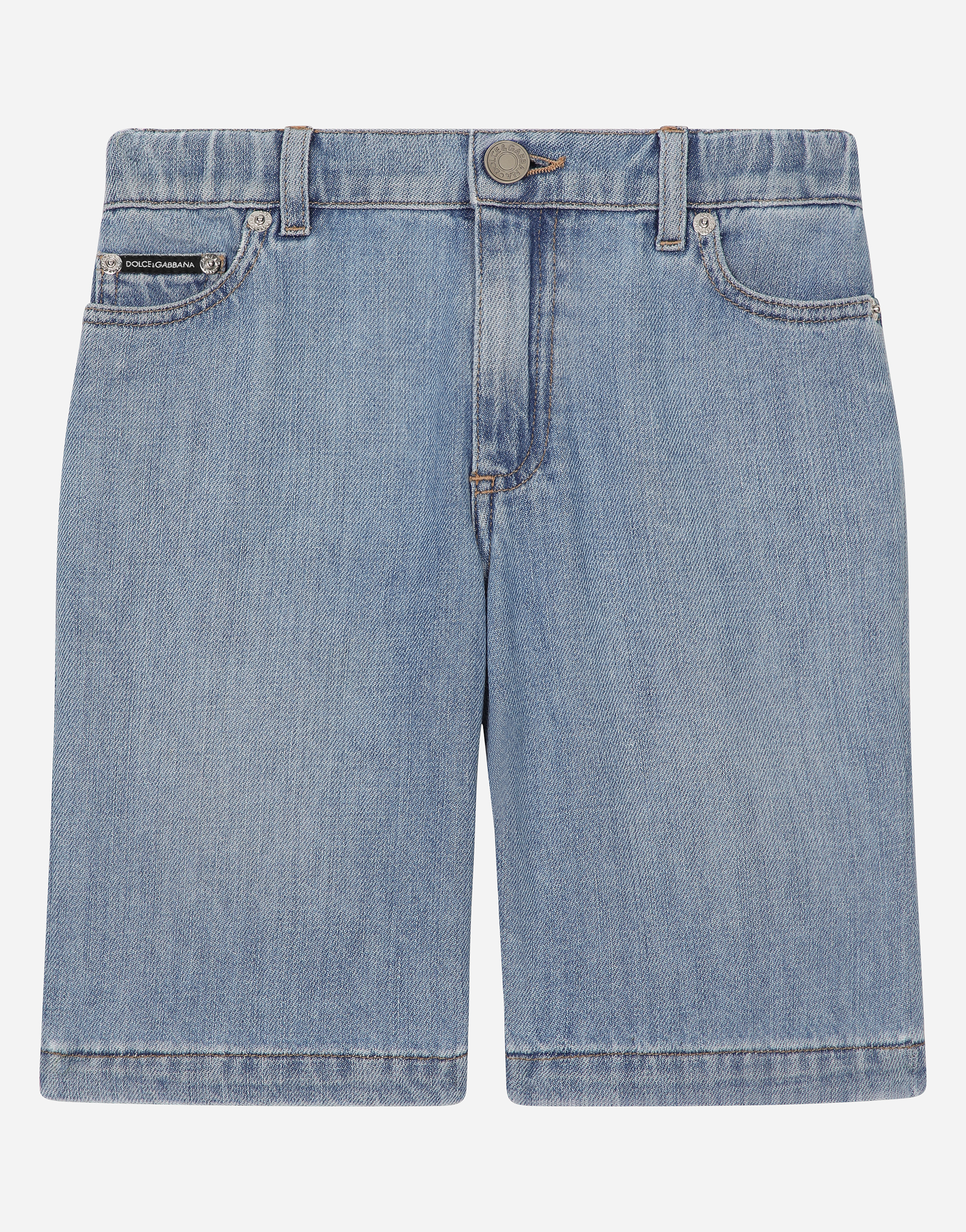 Shop Dolce & Gabbana 5-pocket Denim Shorts With Branded Tag In Variante Abbinata