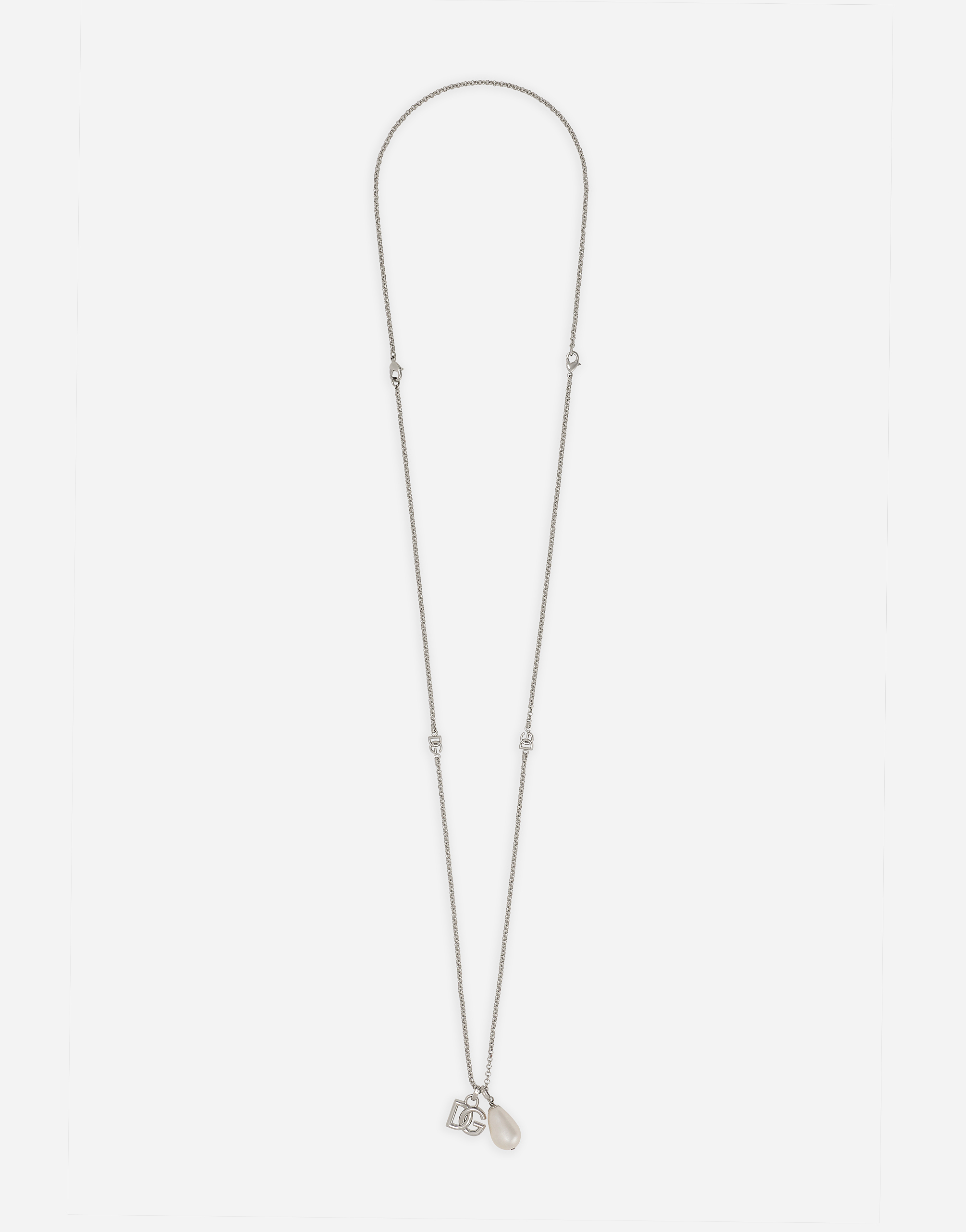 シルバーのメンズ Teardrop necklace with DG logo | Dolce&Gabbana®