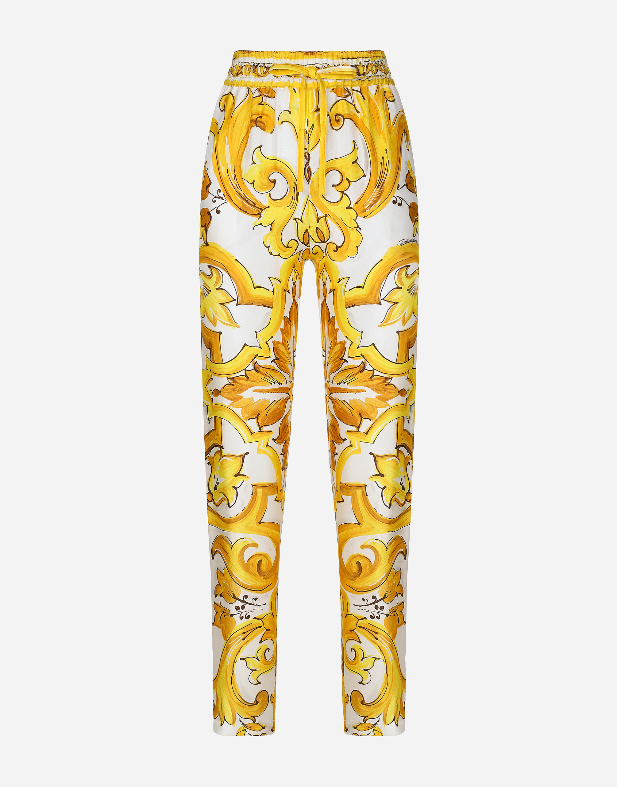 Shop Dolce & Gabbana Silk Twill Pants In Print