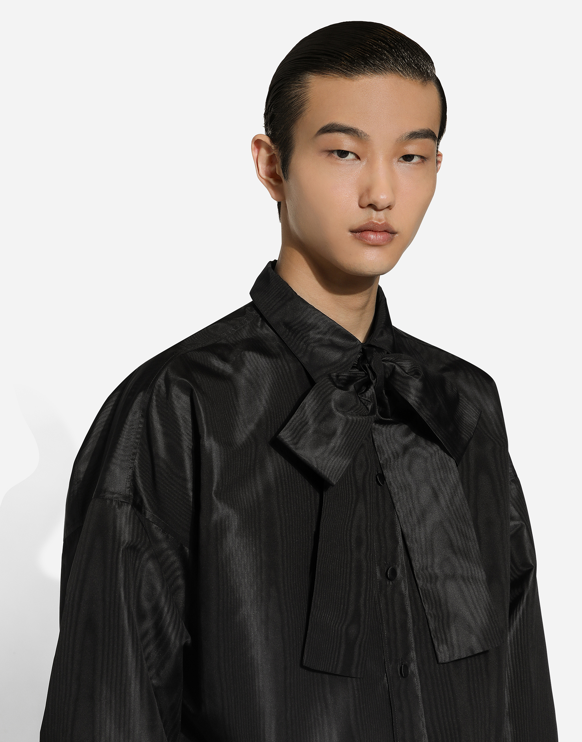 Shop Dolce & Gabbana Super-oversize Silk Shirt In Black