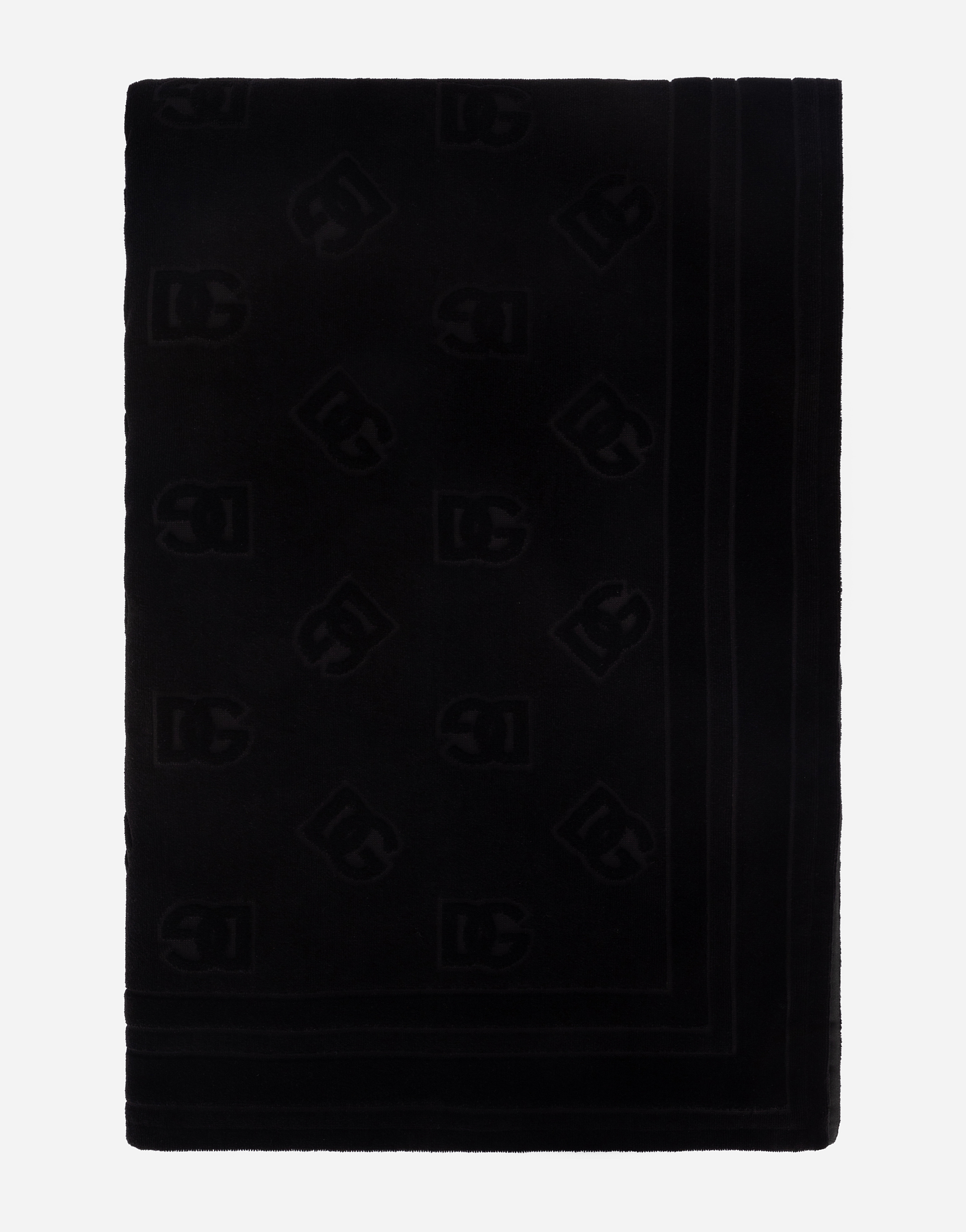 Beach Towel With Dg Monogram 115x186 In Black Dolceandgabbana® 