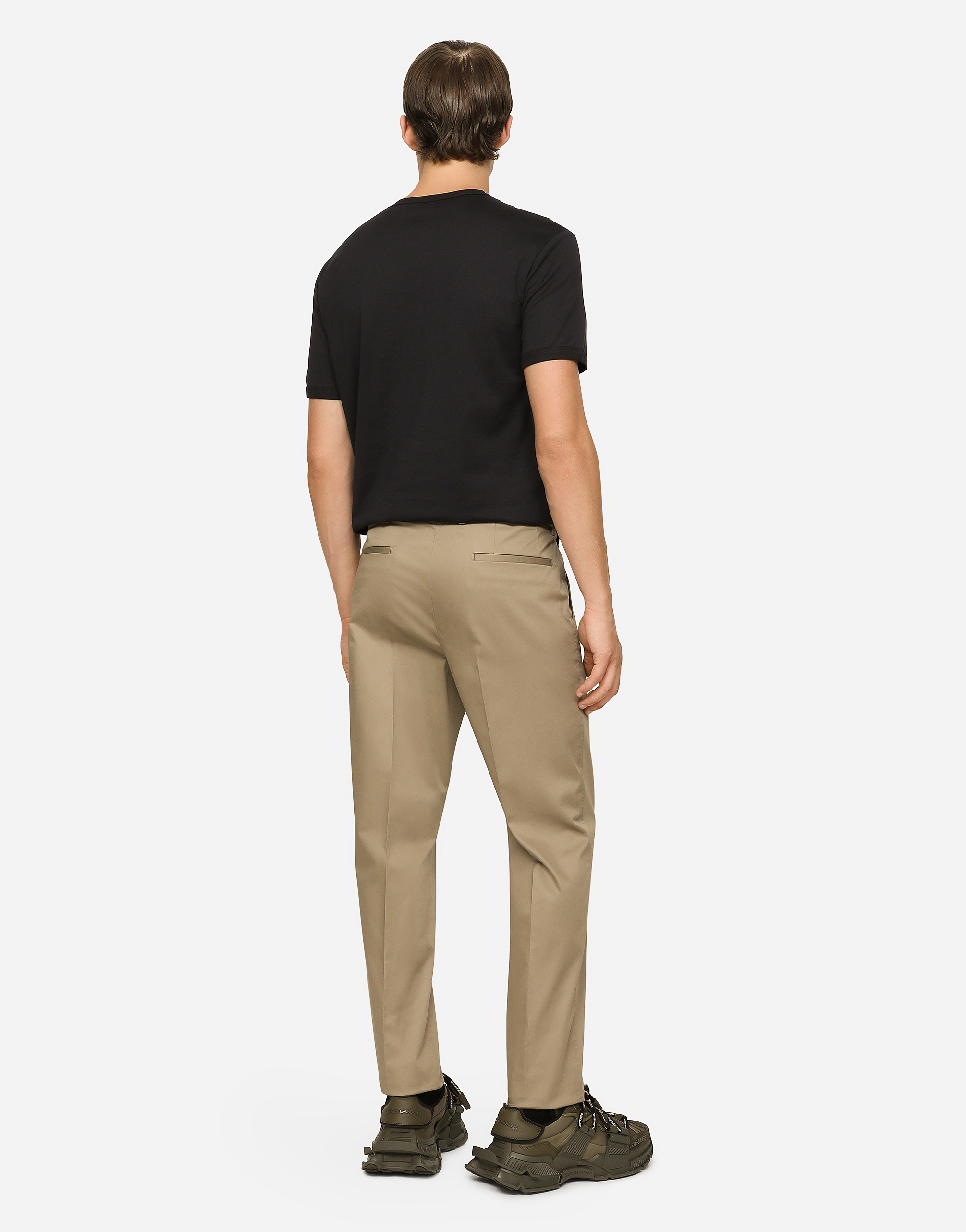 Buy Dolce & Gabbana men regular fit solid semi formal pants beige Online