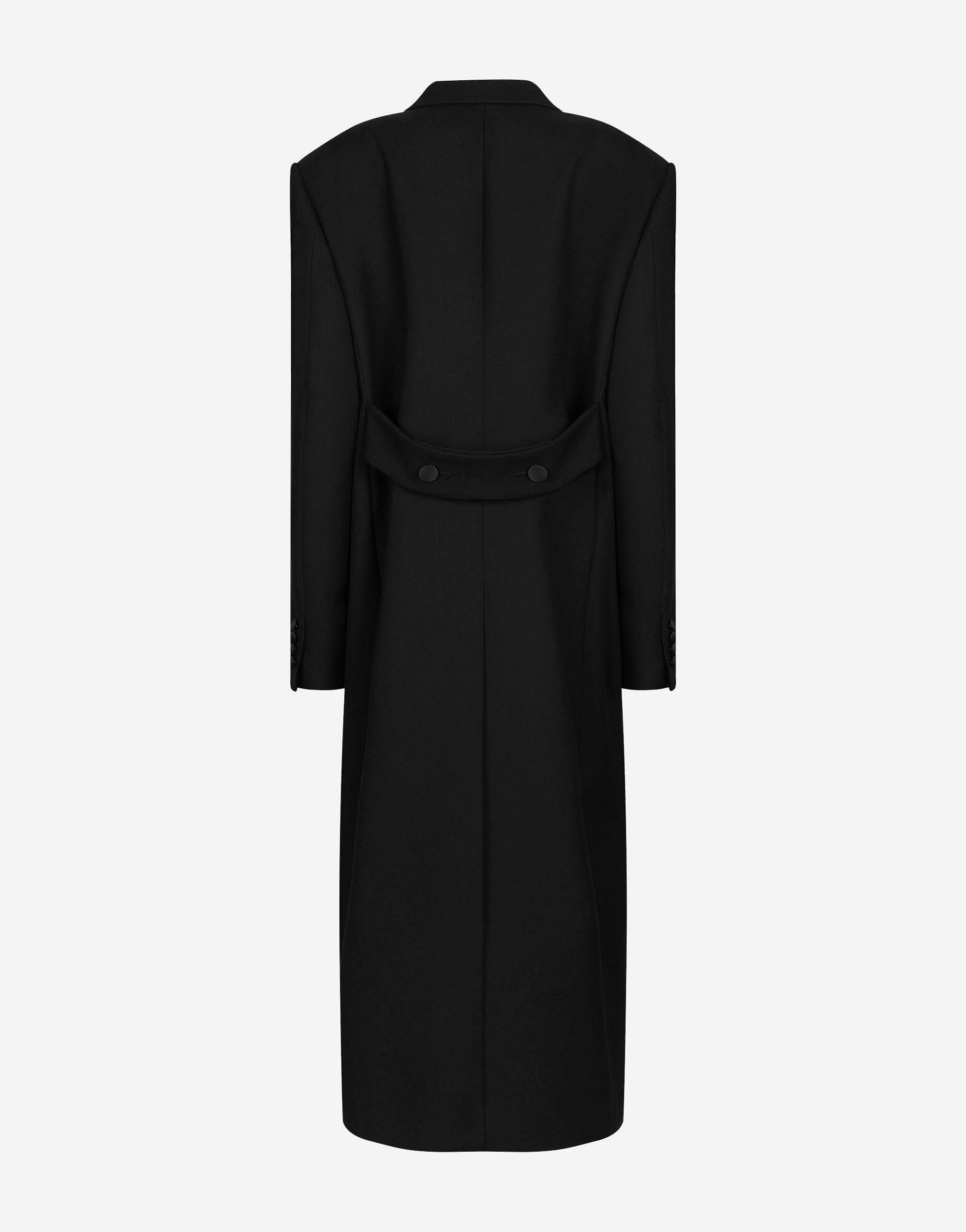 Shop Dolce & Gabbana Long Double-breasted Tuxedo Coat In Double Wool Gabardine In Black