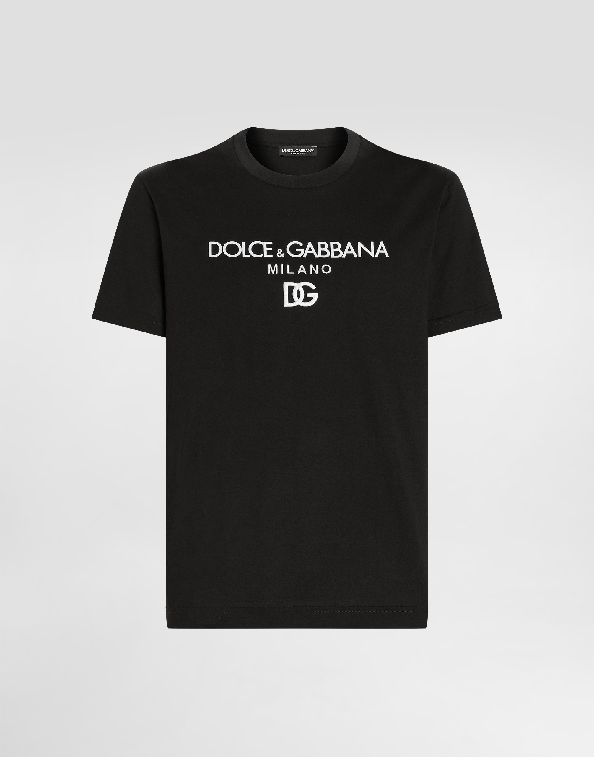 ブラックのメンズ Cotton T-shirt with DG embroidery | Dolce&Gabbana®