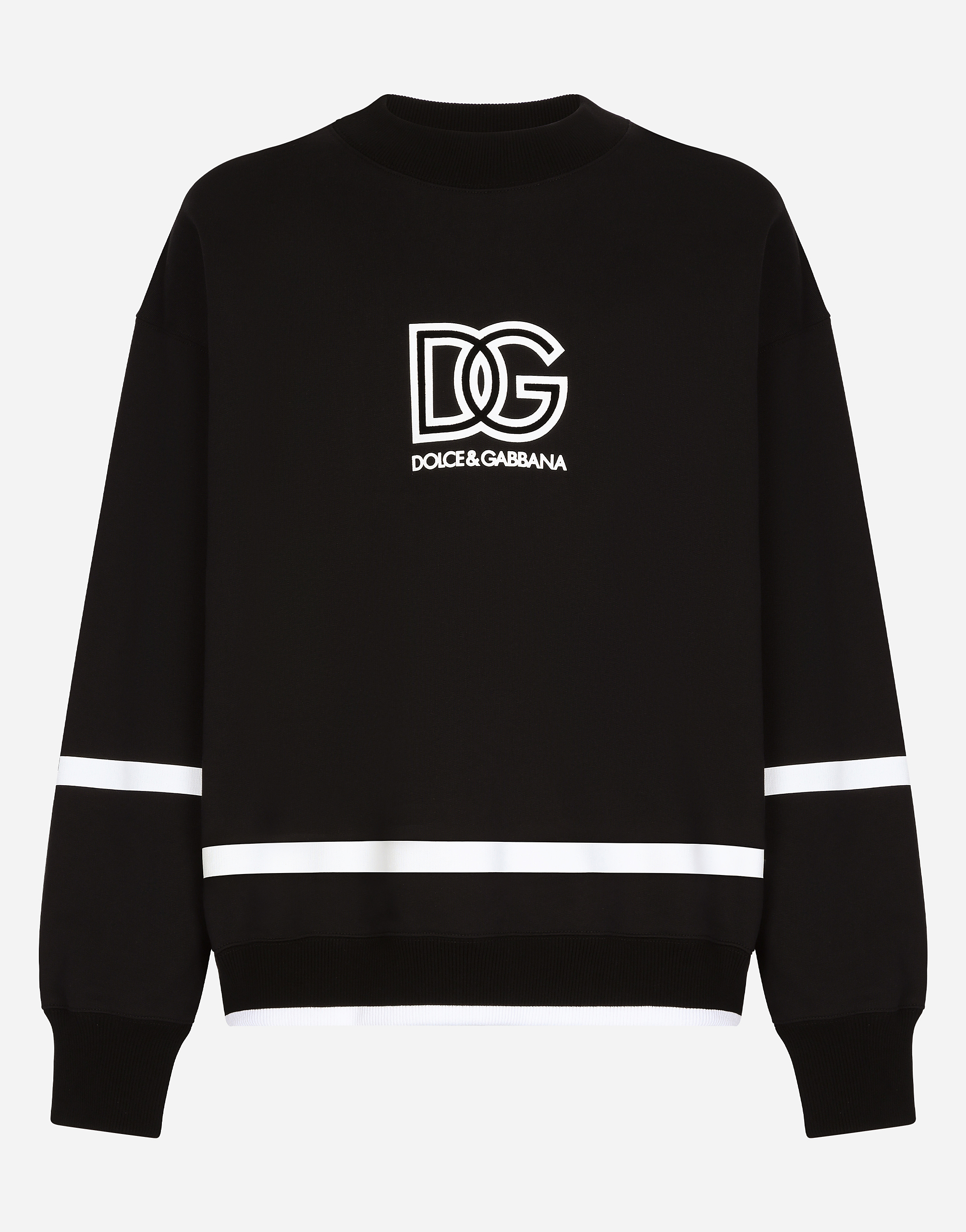 Round-neck sweatshirt with DG logo in Black for Men | Dolce&Gabbana®