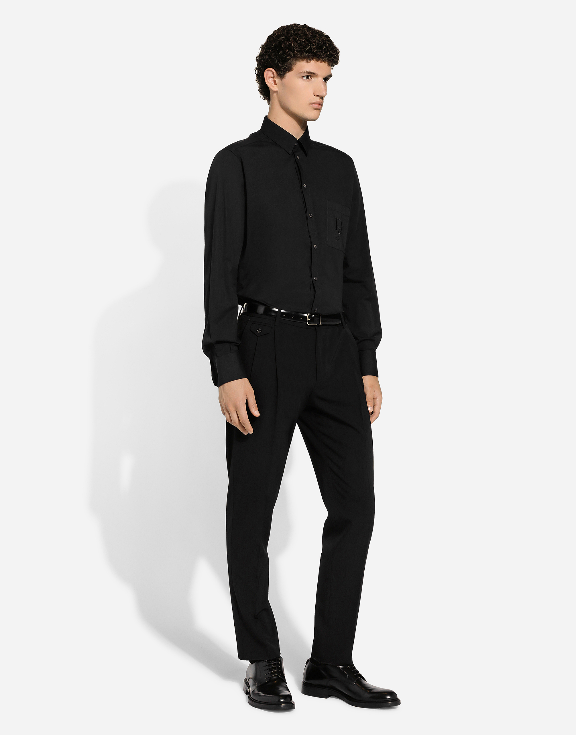 Shop Dolce & Gabbana Cotton Shirt With Dg Embroidery In Black