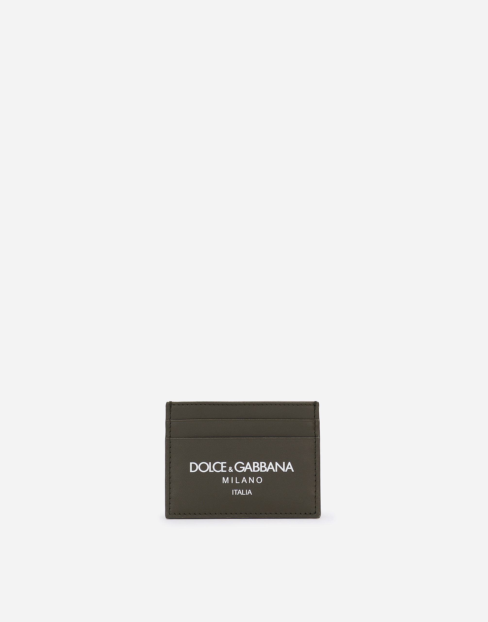 Shop Dolce & Gabbana Calfskin Card Holder In グリーン