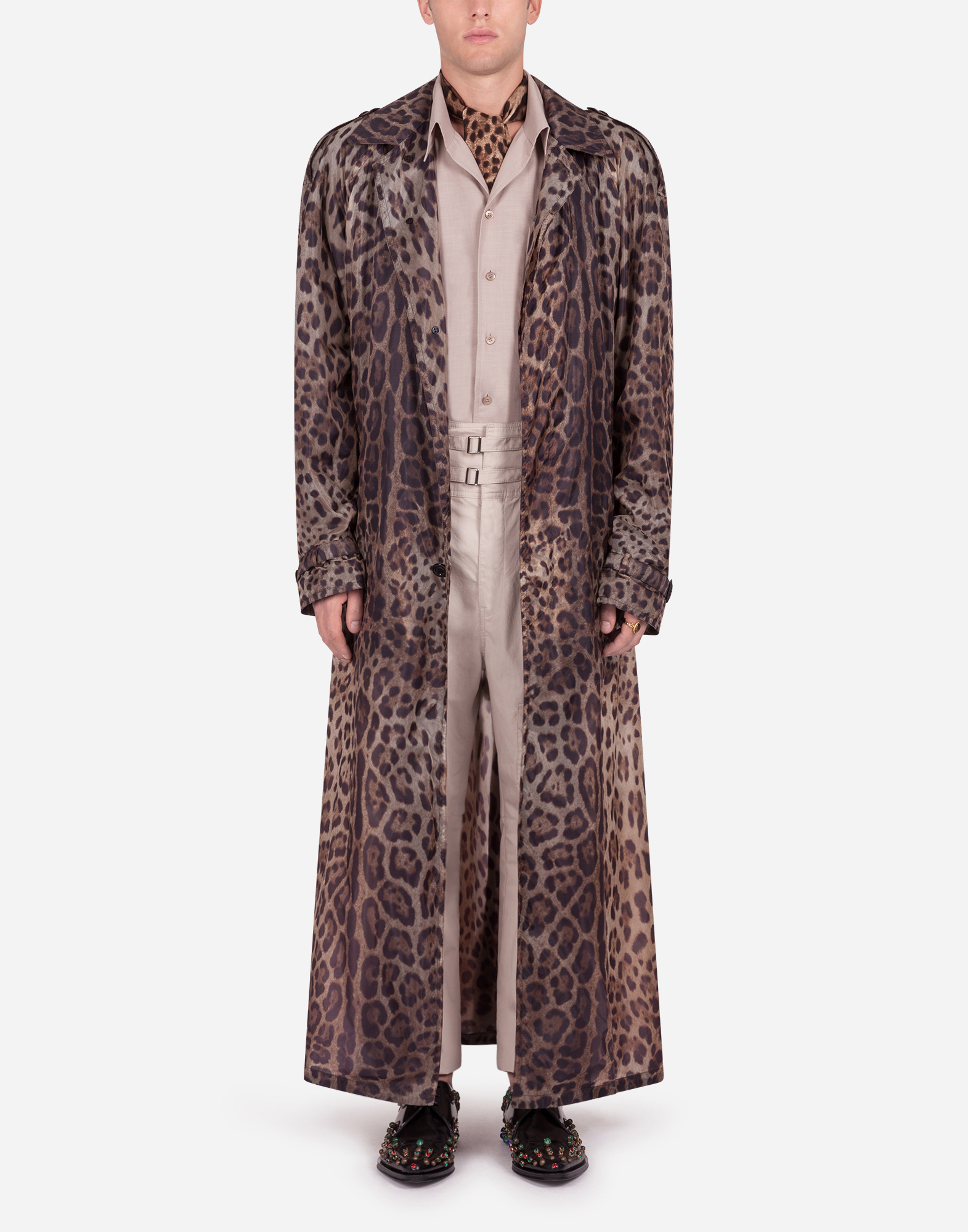 Tiger print trench clearance coat