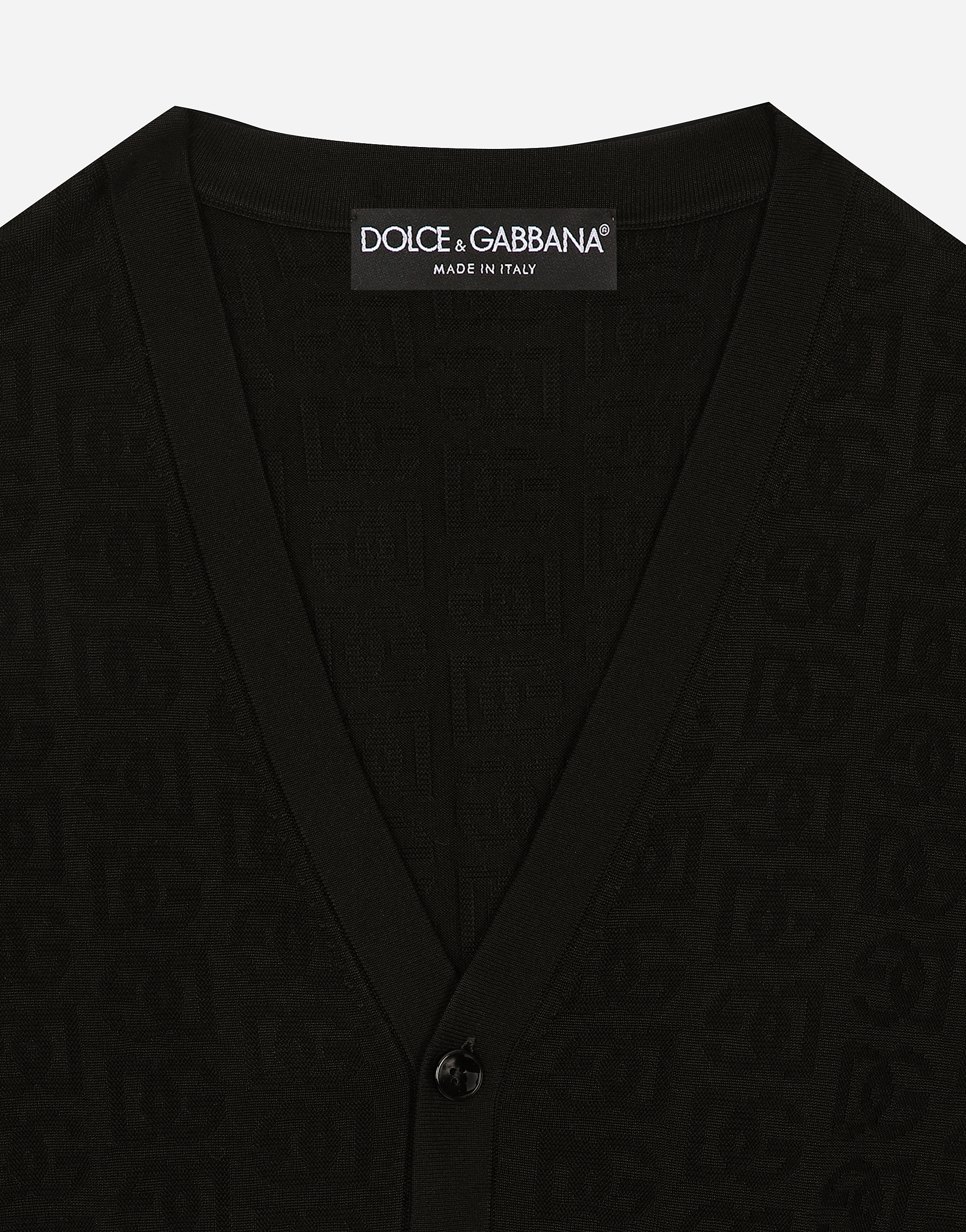 Shop Dolce & Gabbana Silk Cardigan With Dg Logo In Black