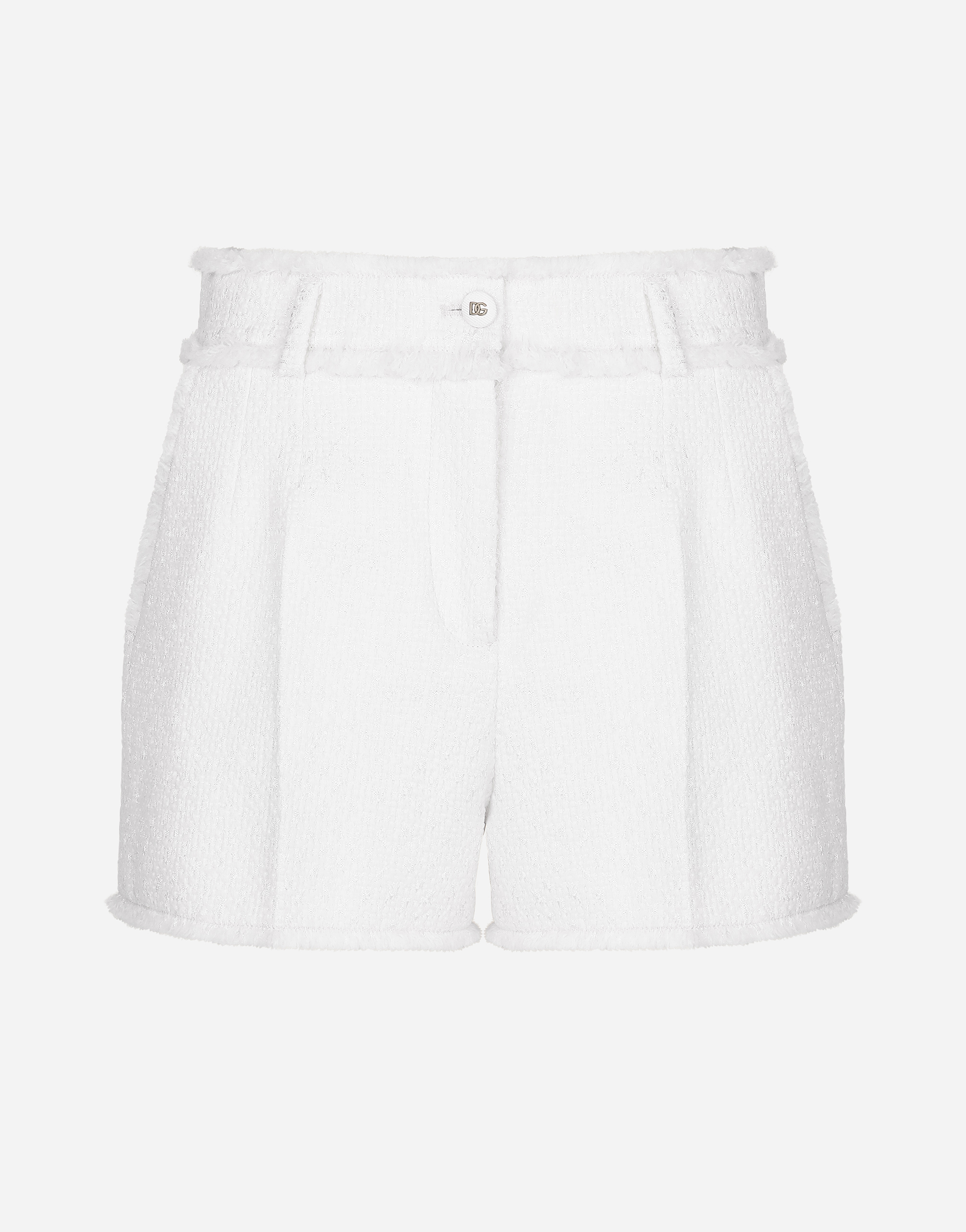 Shop Dolce & Gabbana Raschel Tweed Shorts In White