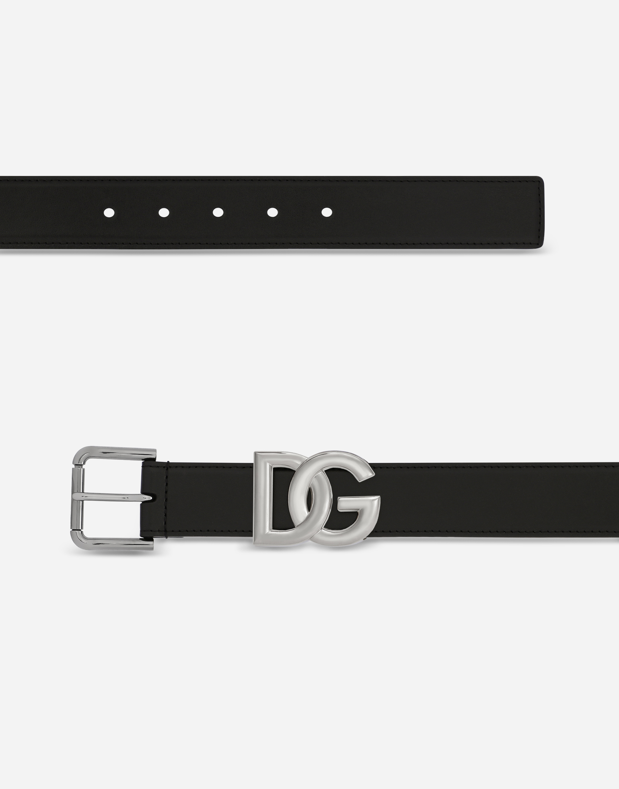 Shop Dolce & Gabbana Calfskin Belt With Dg Logo In Black