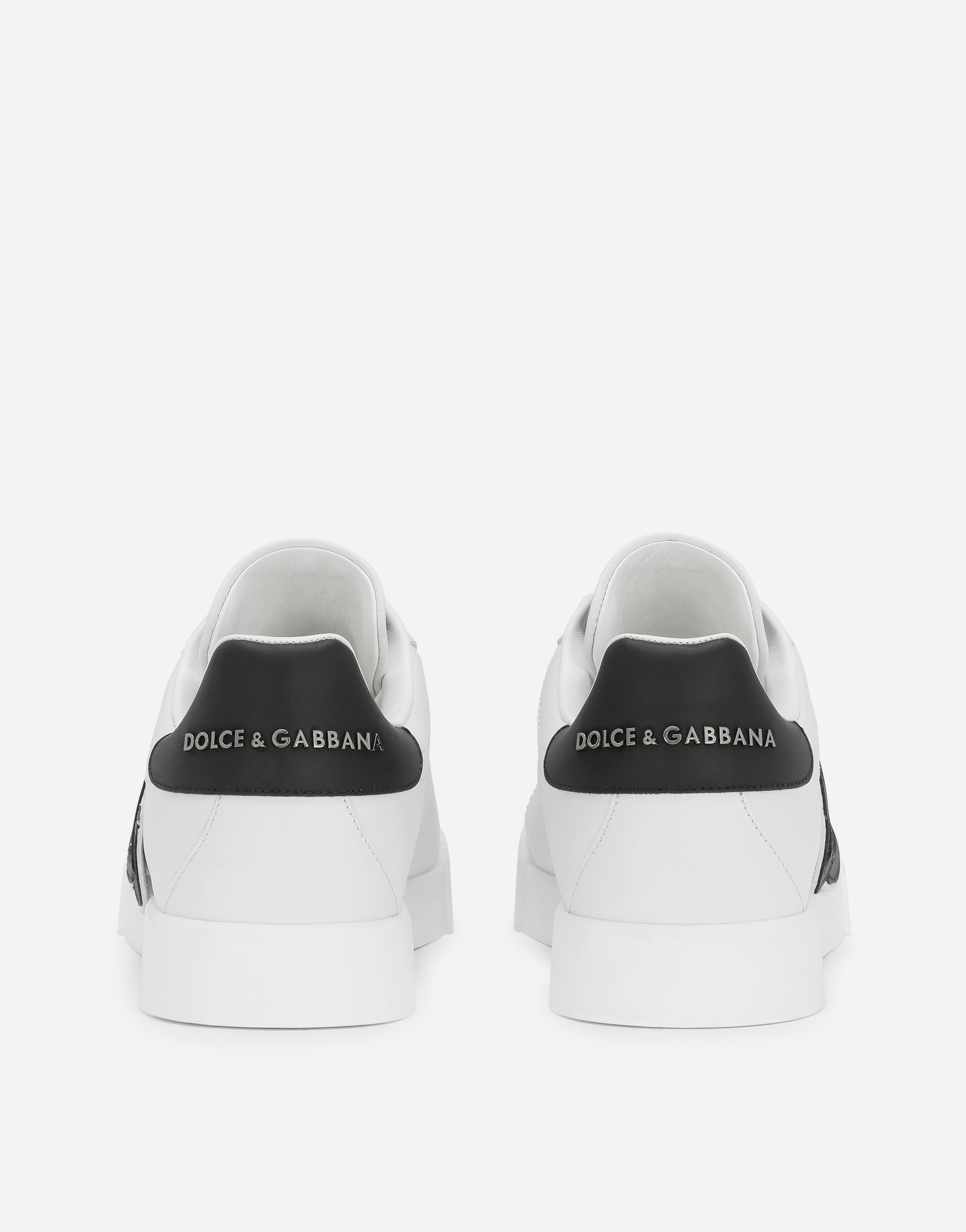 Shop Dolce & Gabbana Calfskin Portofino Sneakers With Dg Logo In Multicolor