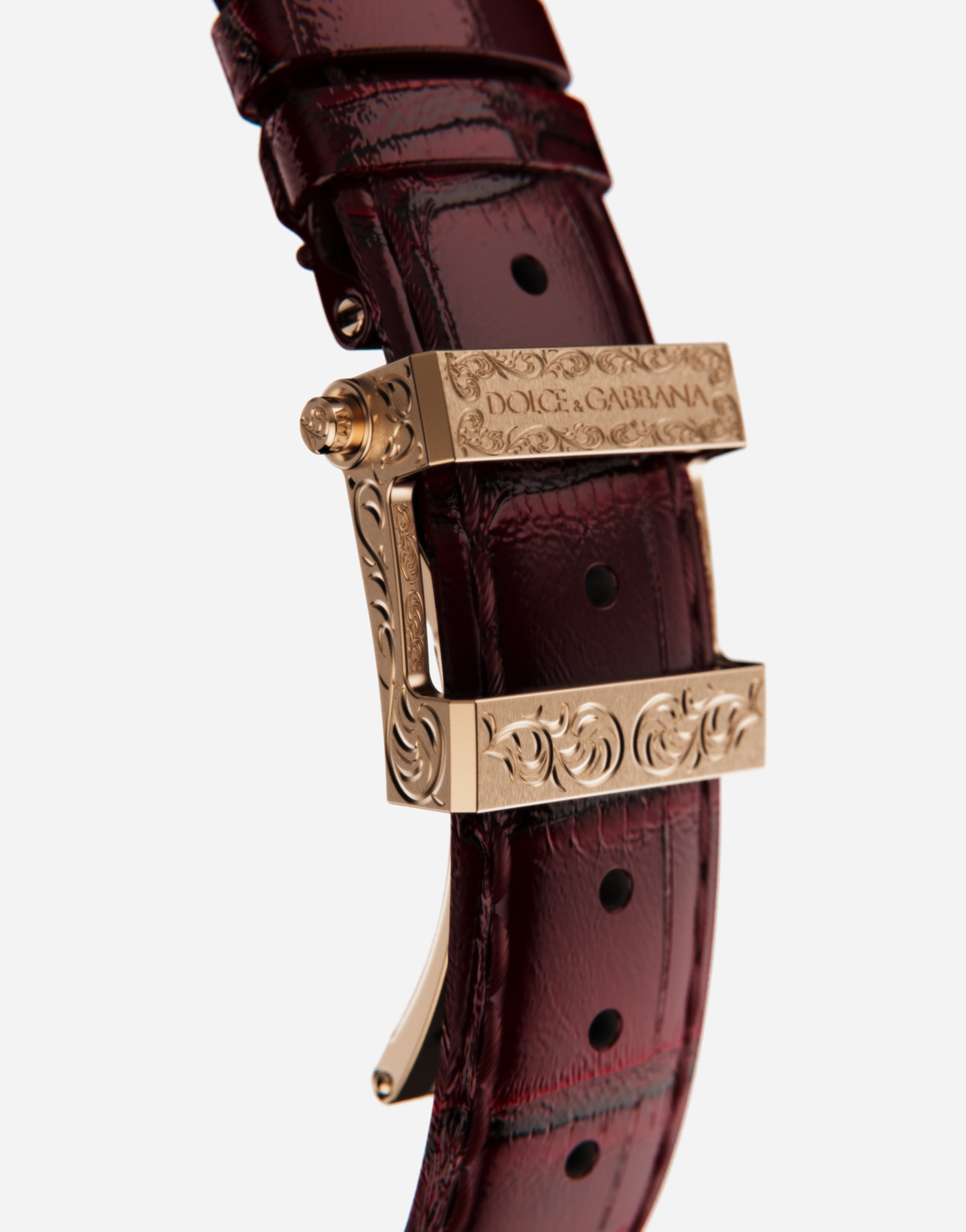 Shop Dolce & Gabbana Dg7 Gattopardo Watch In Red Gold With Pink Mother Of Pearl In Burgundy