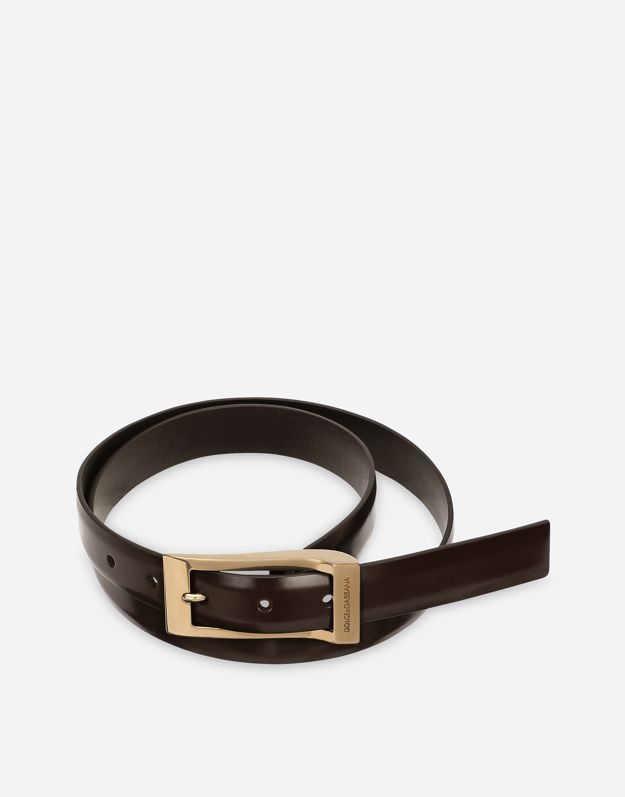 Shop Dolce & Gabbana Brushed Calfskin Belt In Brown