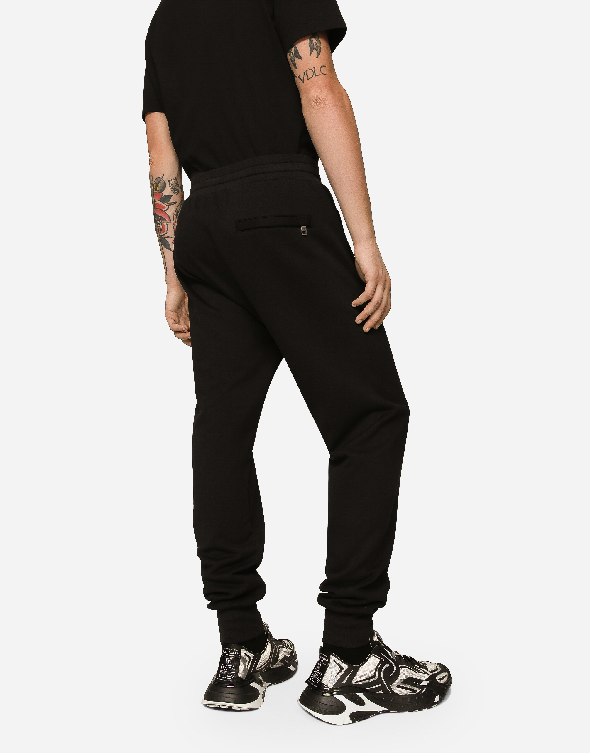 Jersey jogging pants with DG logo print in Black for Men