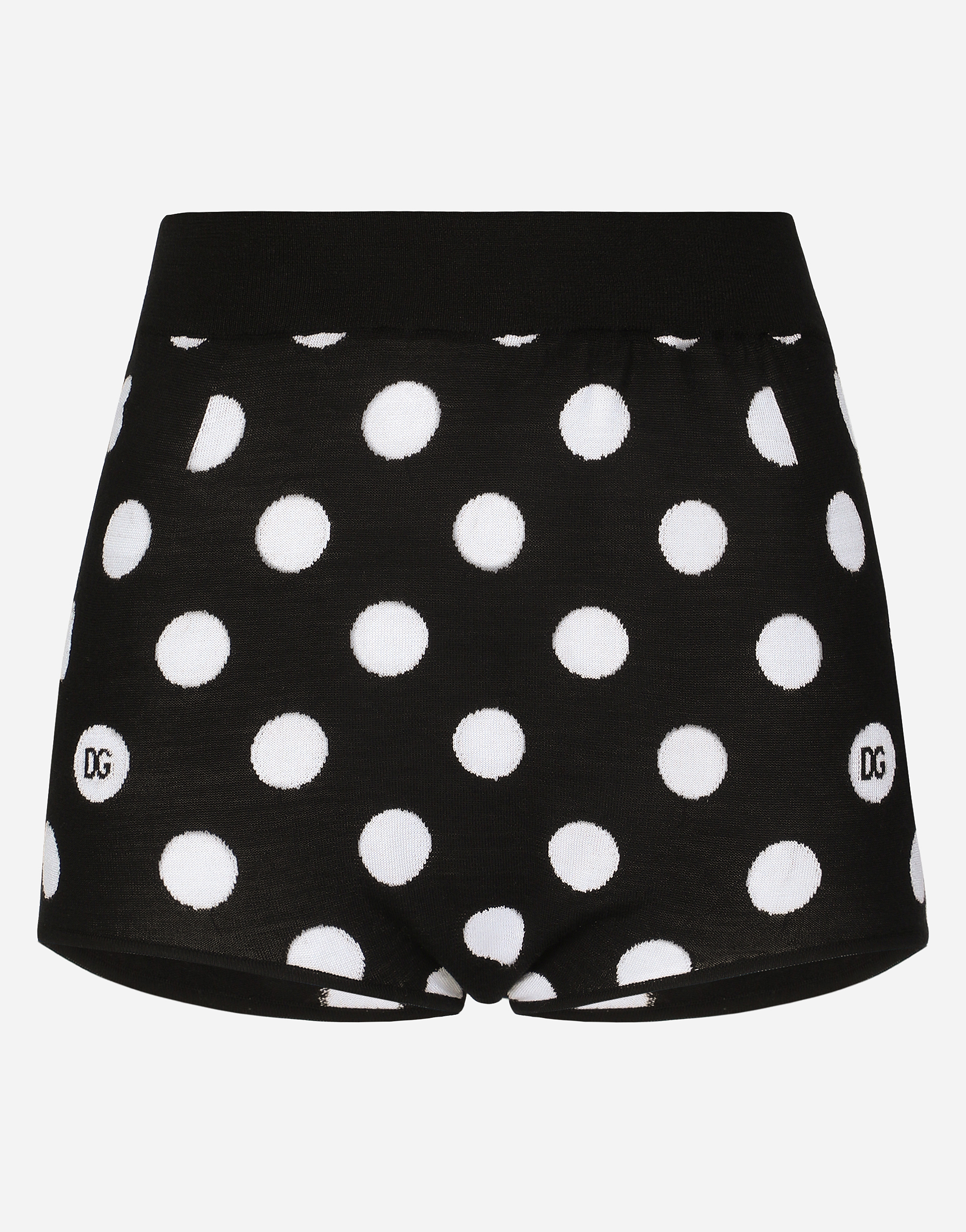 Shop Dolce & Gabbana Wool And Silk High-waisted Panties With Polka-dot Inlay In プリ