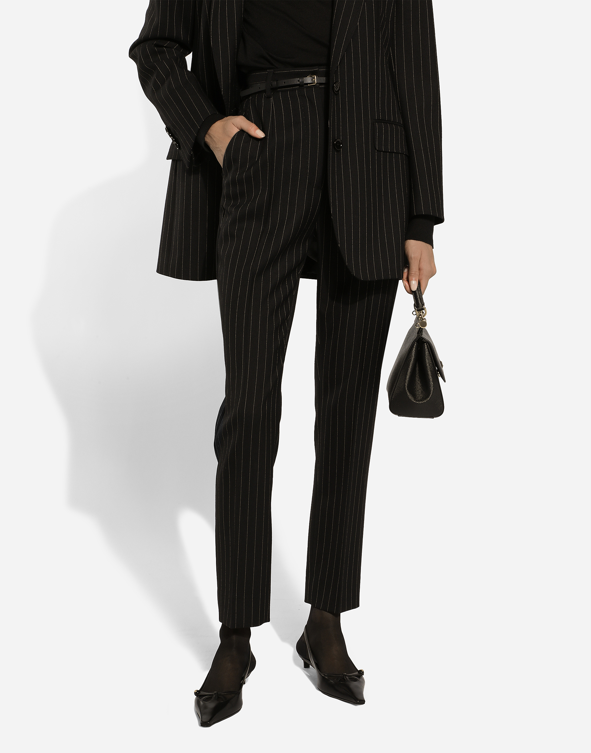 Shop Dolce & Gabbana Tailored Pinstripe Wool Pants In Multicolor