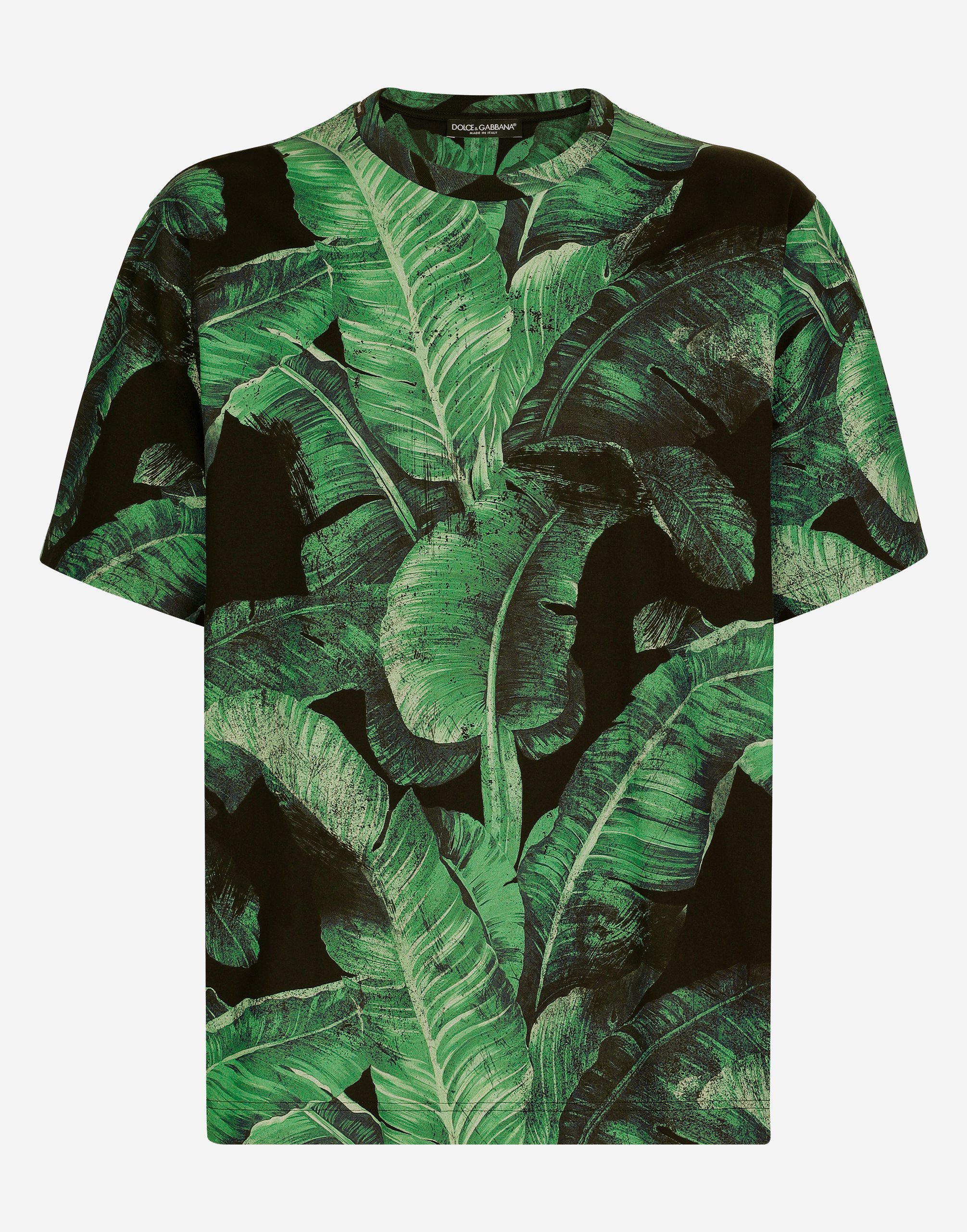 プリントのメンズ Short-sleeved banana-tree-print T-shirt | Dolce&Gabbana®