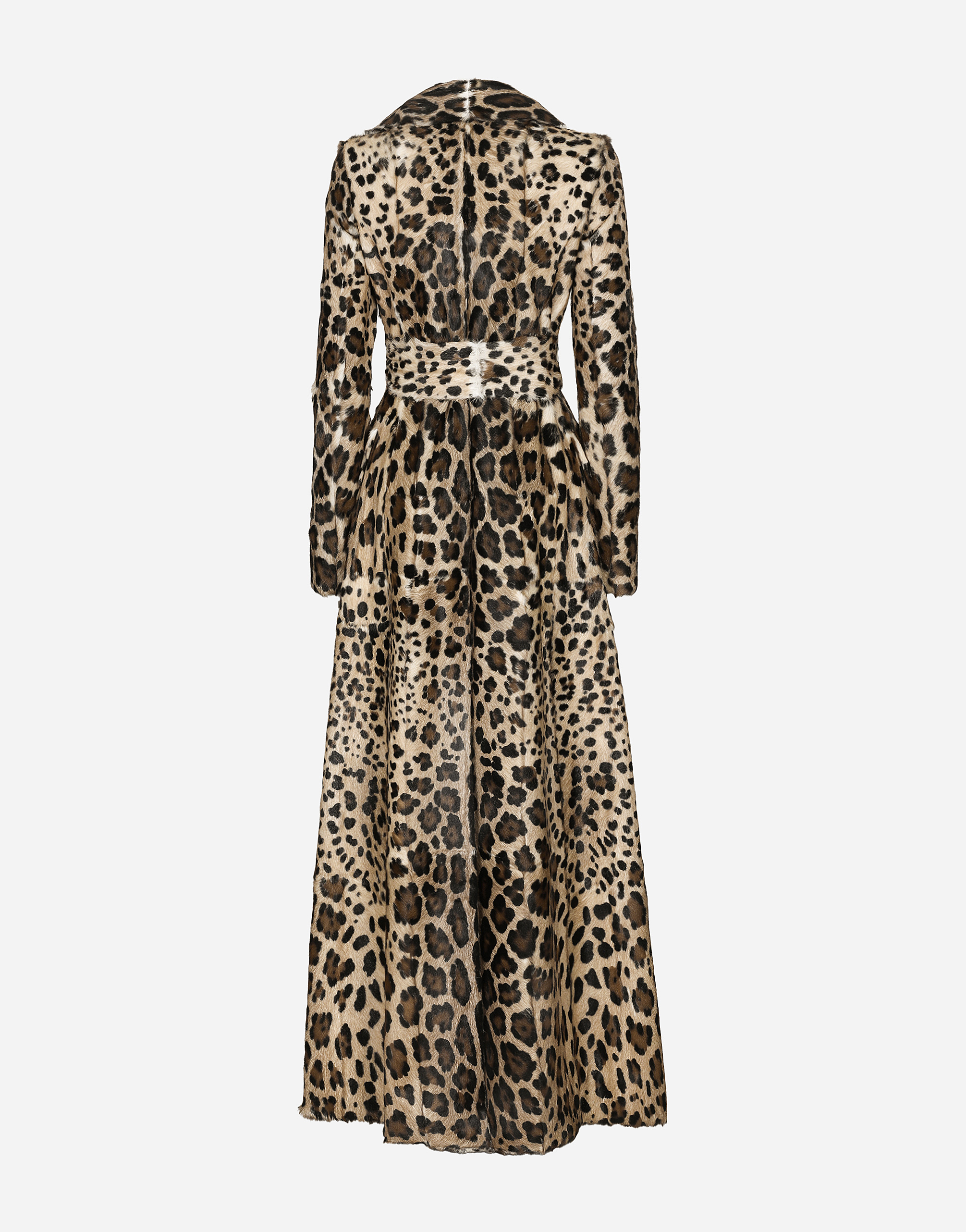 Shop Dolce & Gabbana Double-breasted Leopard-print Goatskin Coat With Belt In Multicolor