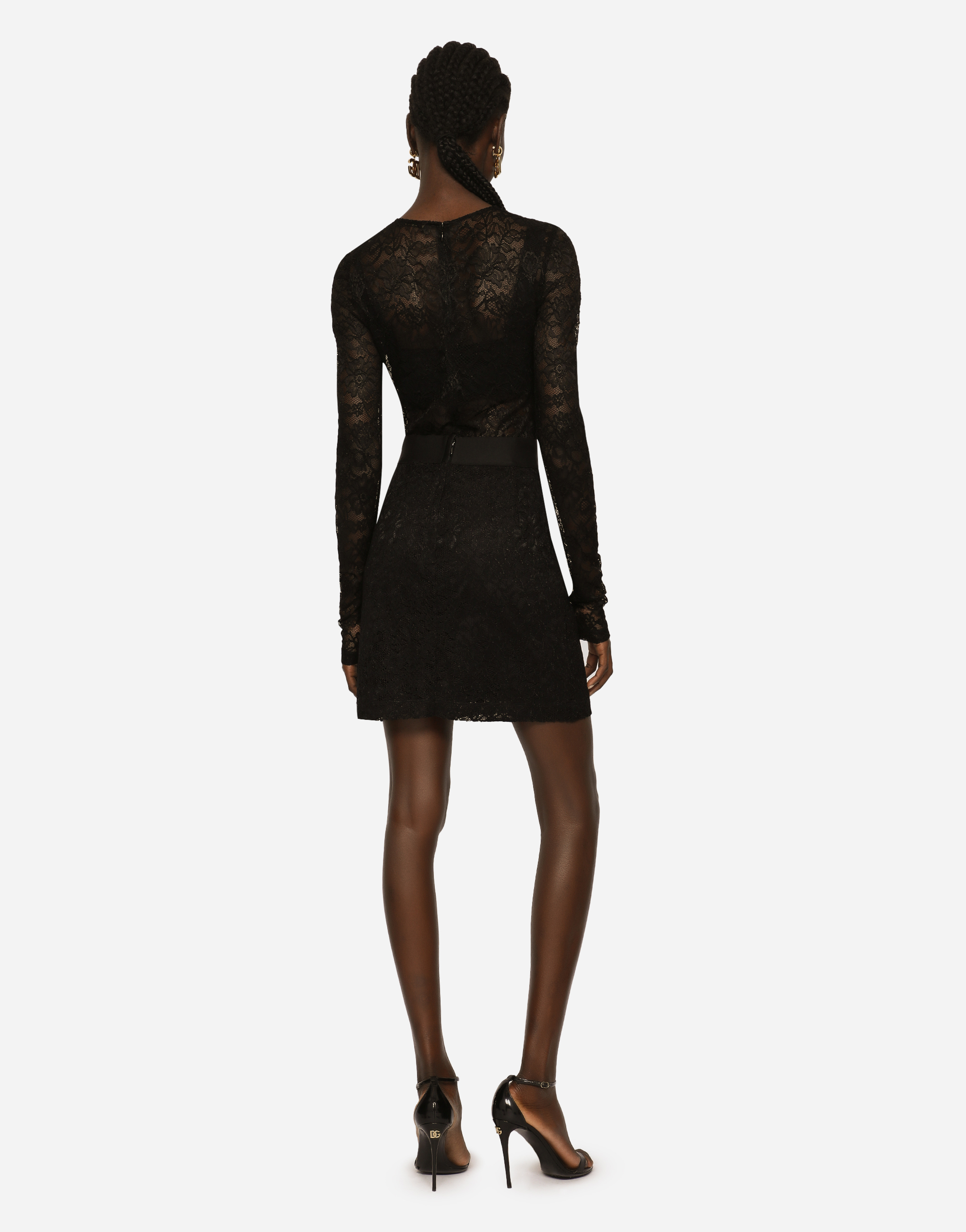 Shop Dolce & Gabbana Lace Miniskirt In Black