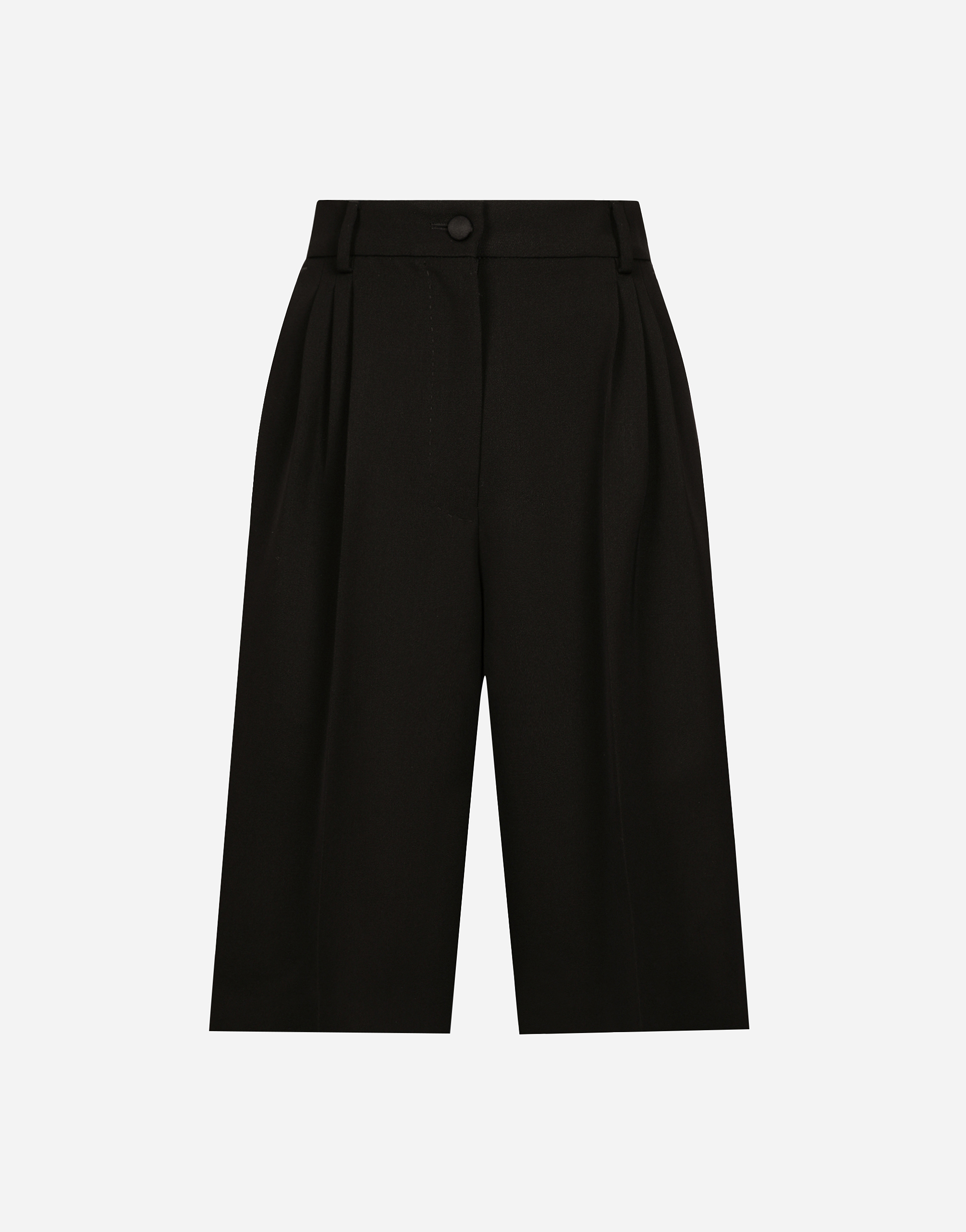 Shop Dolce & Gabbana Wool Gabardine Tuxedo Bermuda Shorts In Black