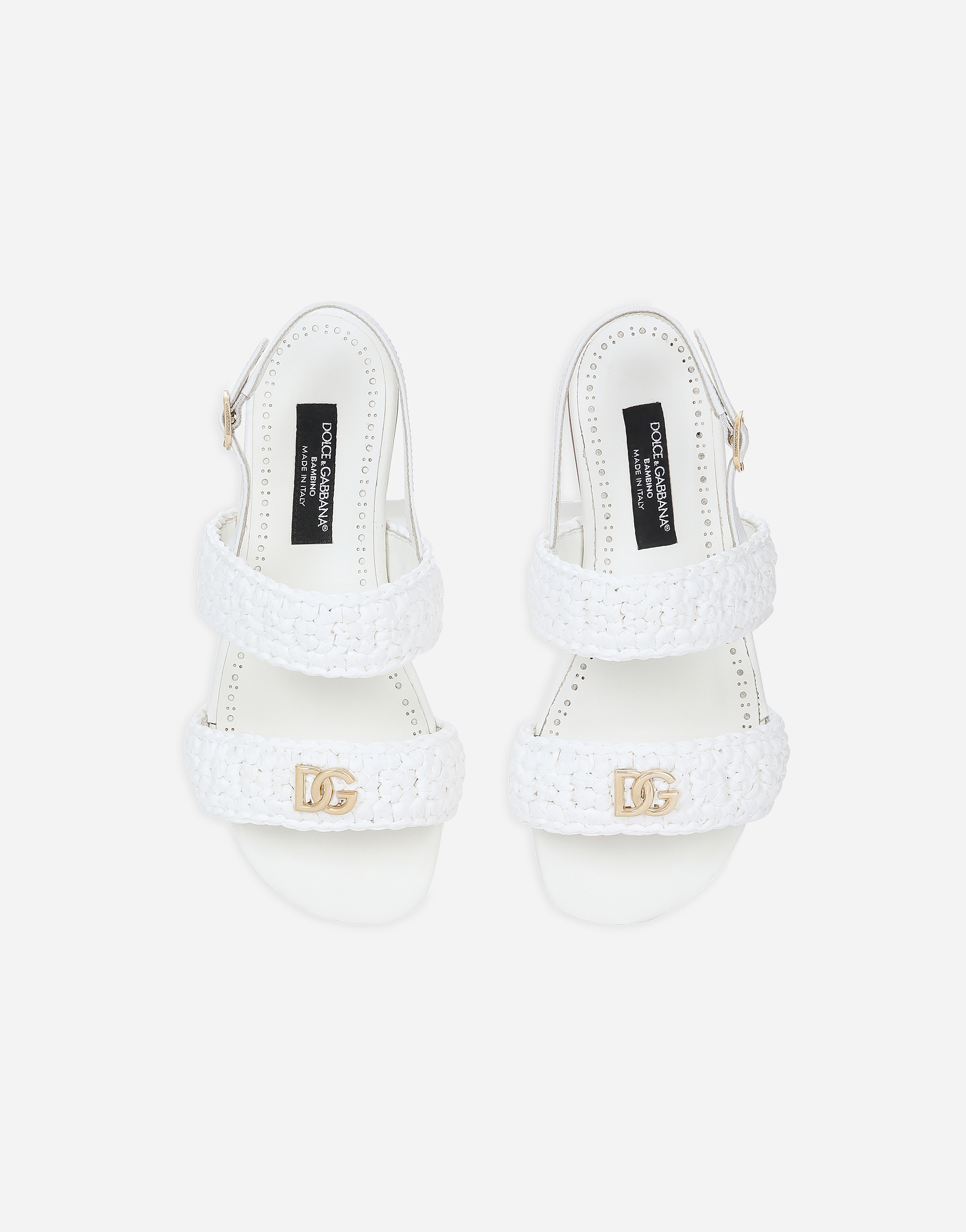 Shop Dolce & Gabbana Calfskin Sandals With Crochet Detailing In White