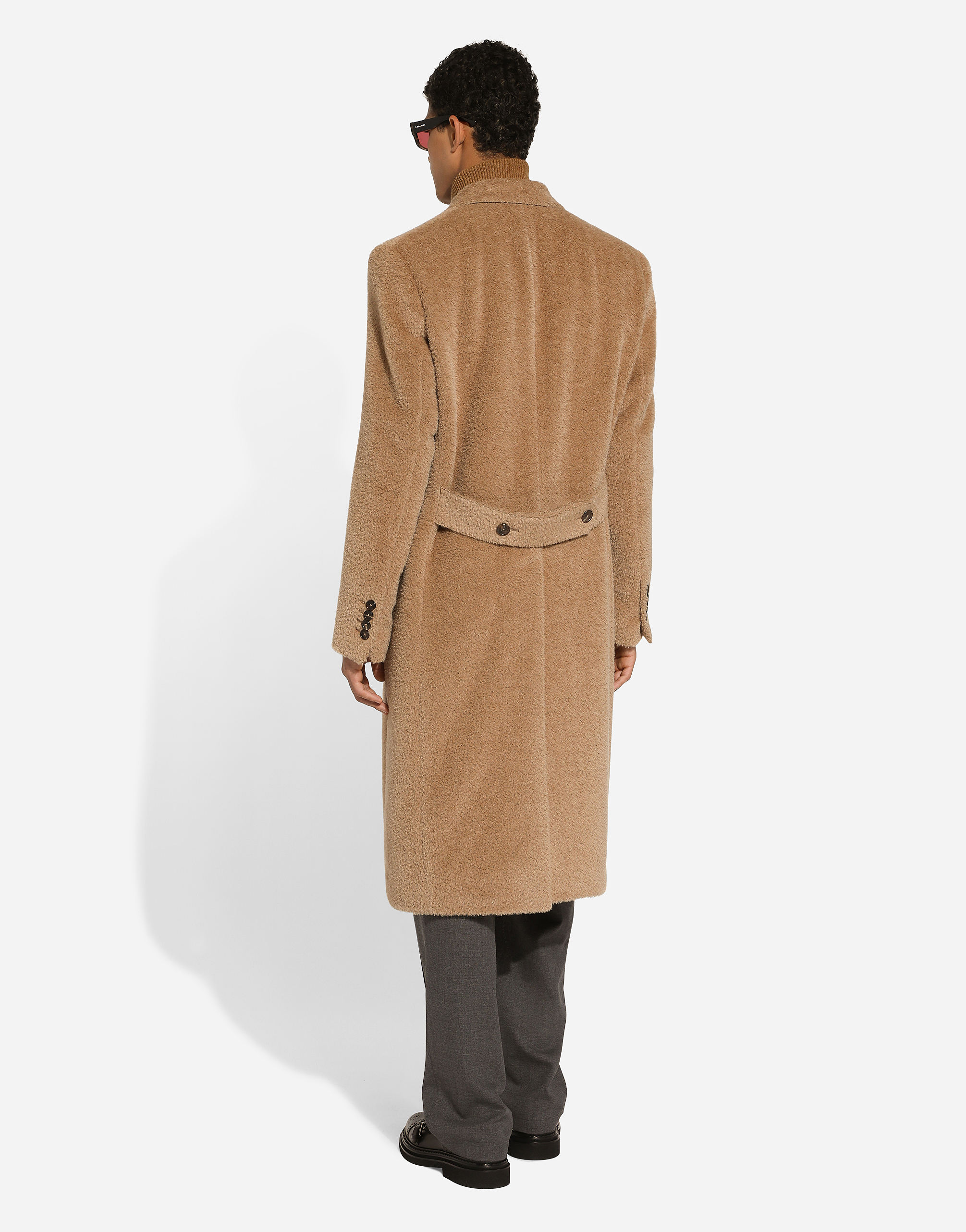 Shop Dolce & Gabbana Double-breasted Baby Llama Wool Coat In Brown