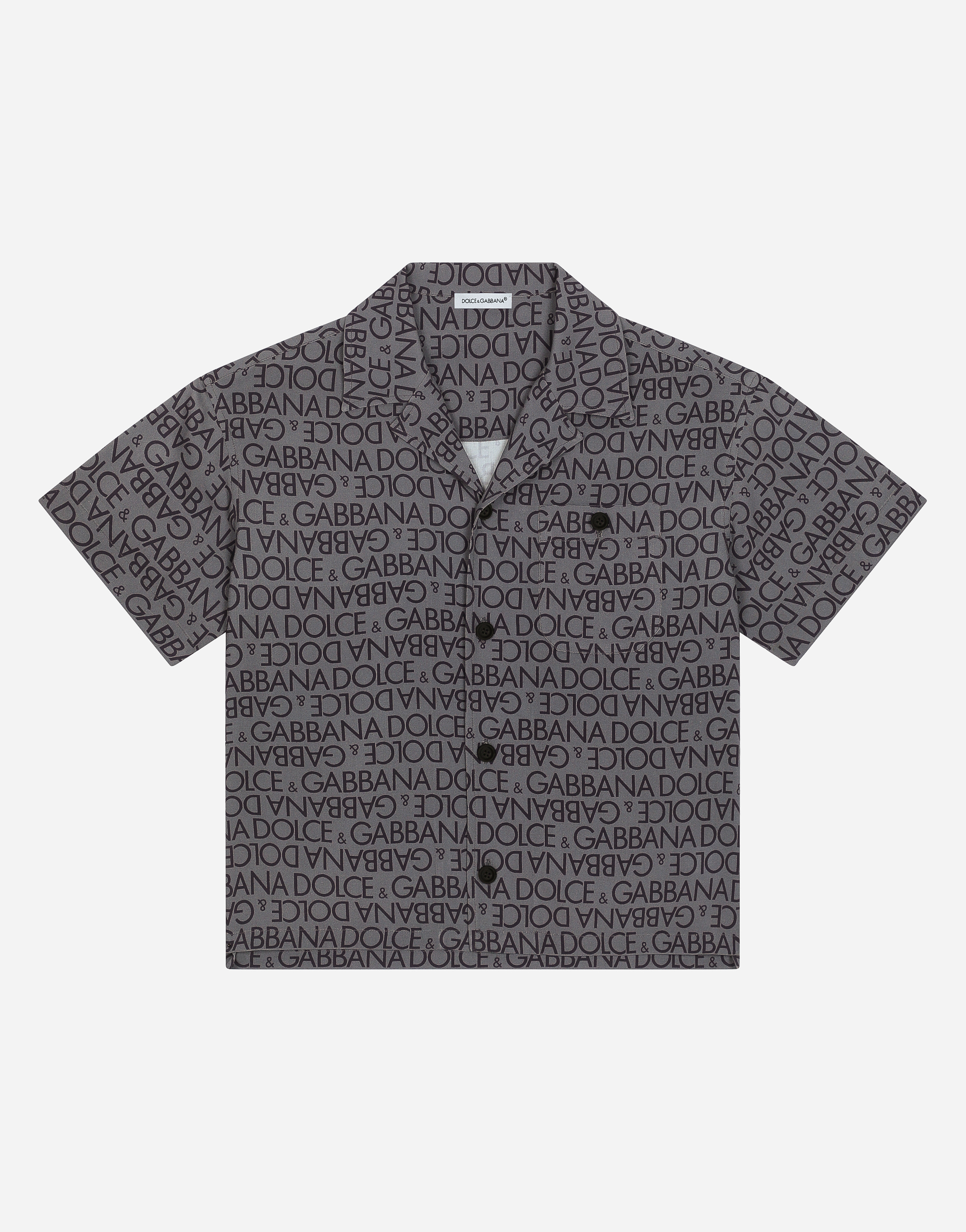 Viscose bowling shirt with the all-over logo print