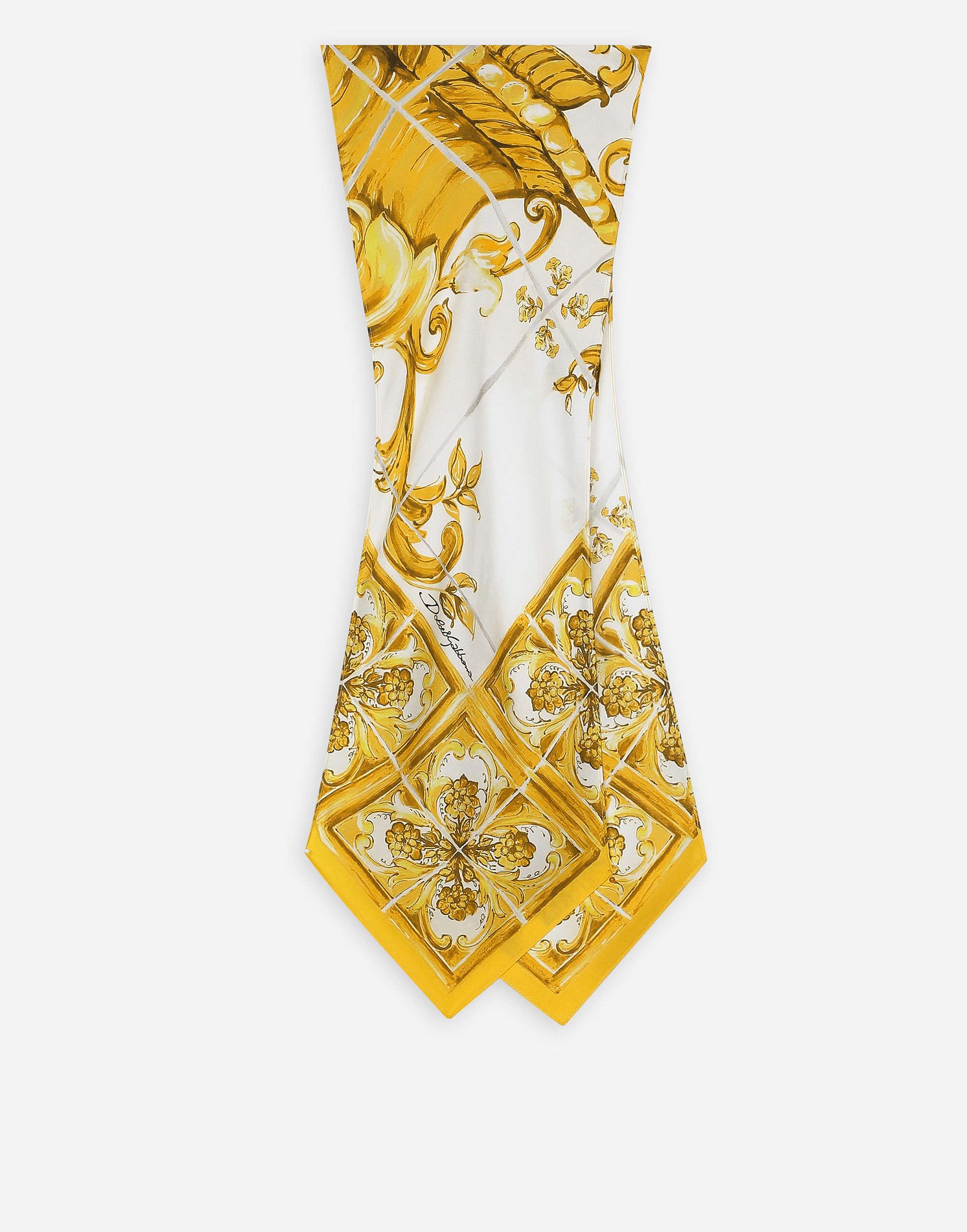 Shop Dolce & Gabbana Silk Twill Scarf With Majolica Print