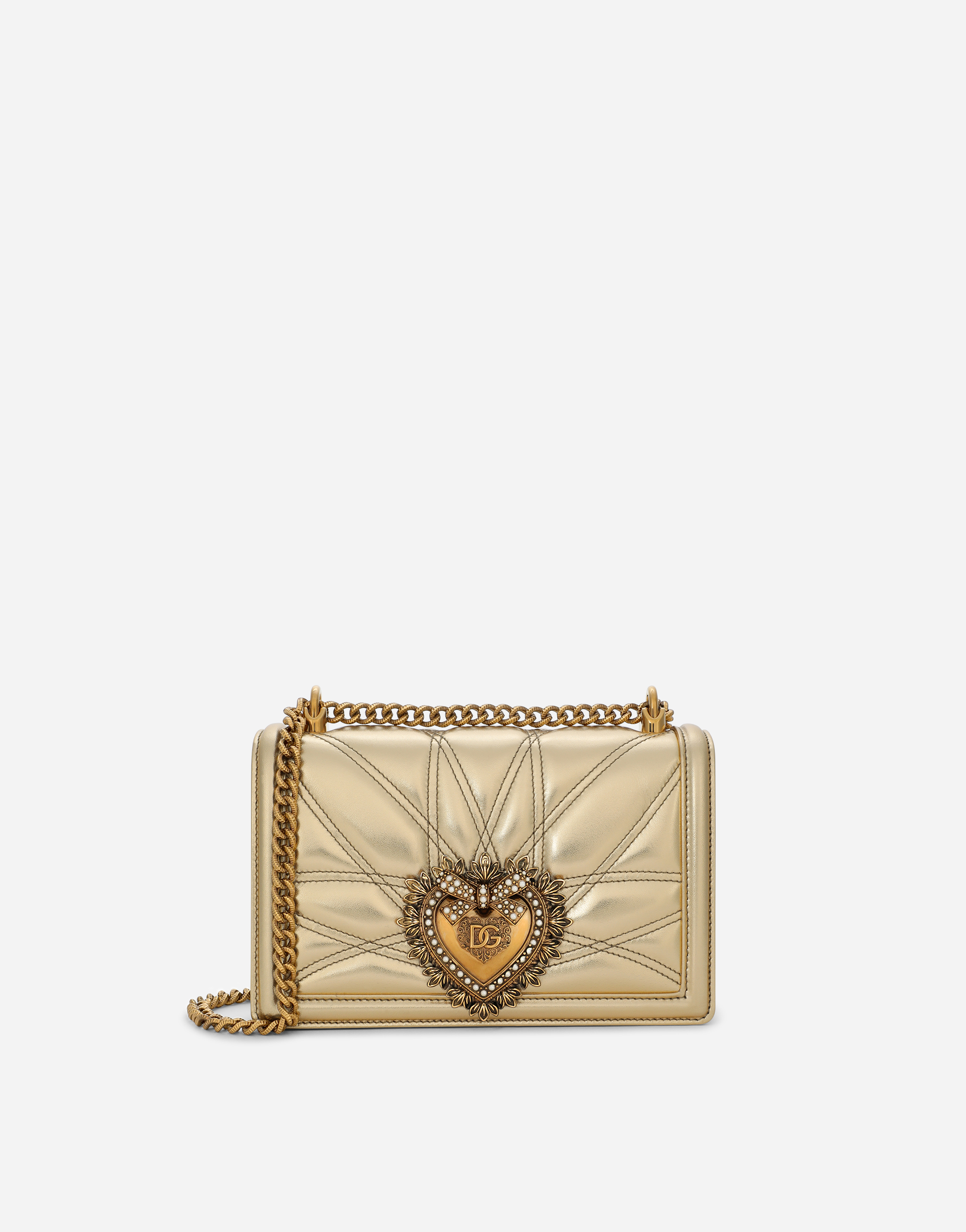 Medium Devotion bag in quilted nappa leather in Gold for Women 