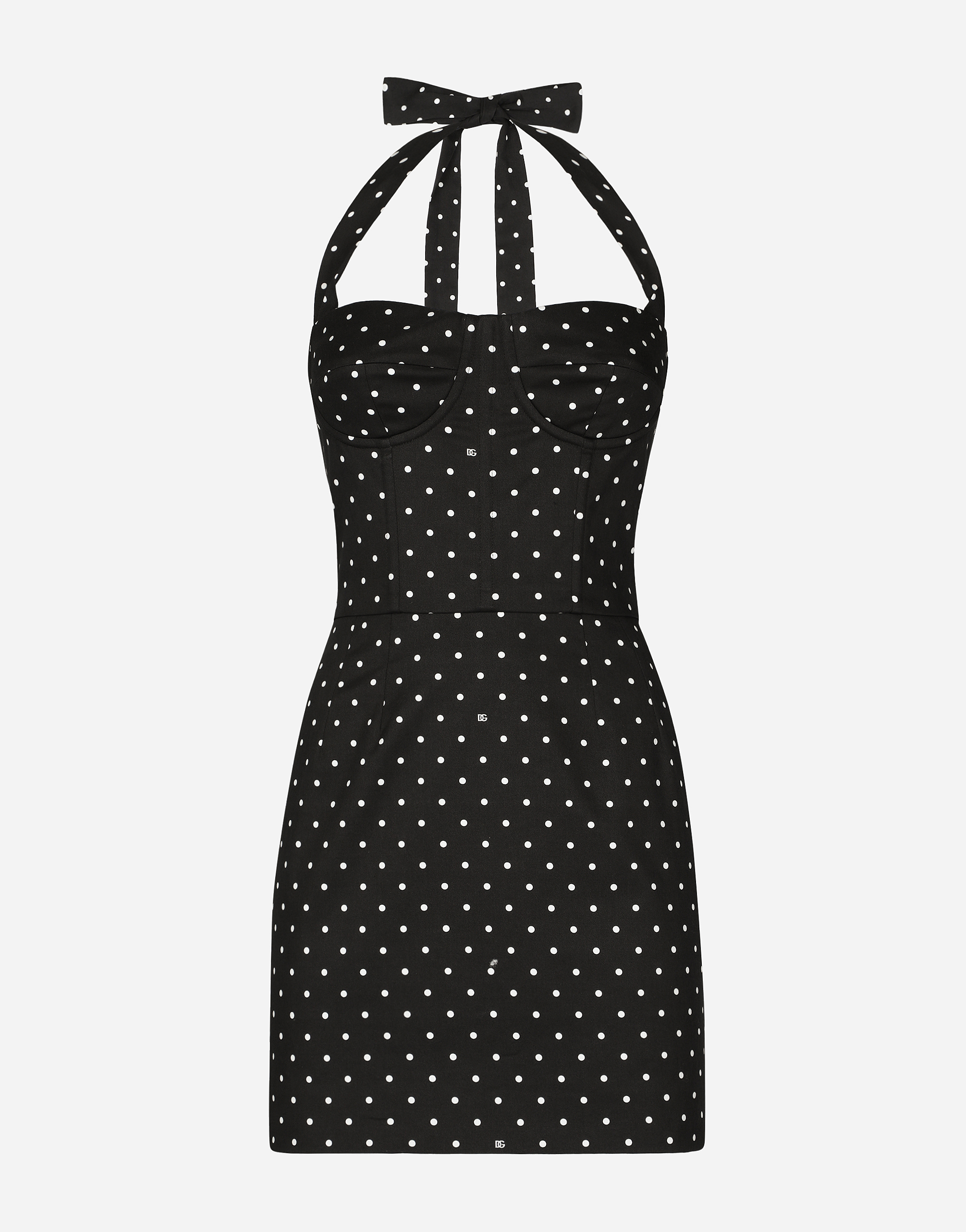 Shop Dolce & Gabbana Short Cotton Corset Dress With Polka-dot Print In プリ