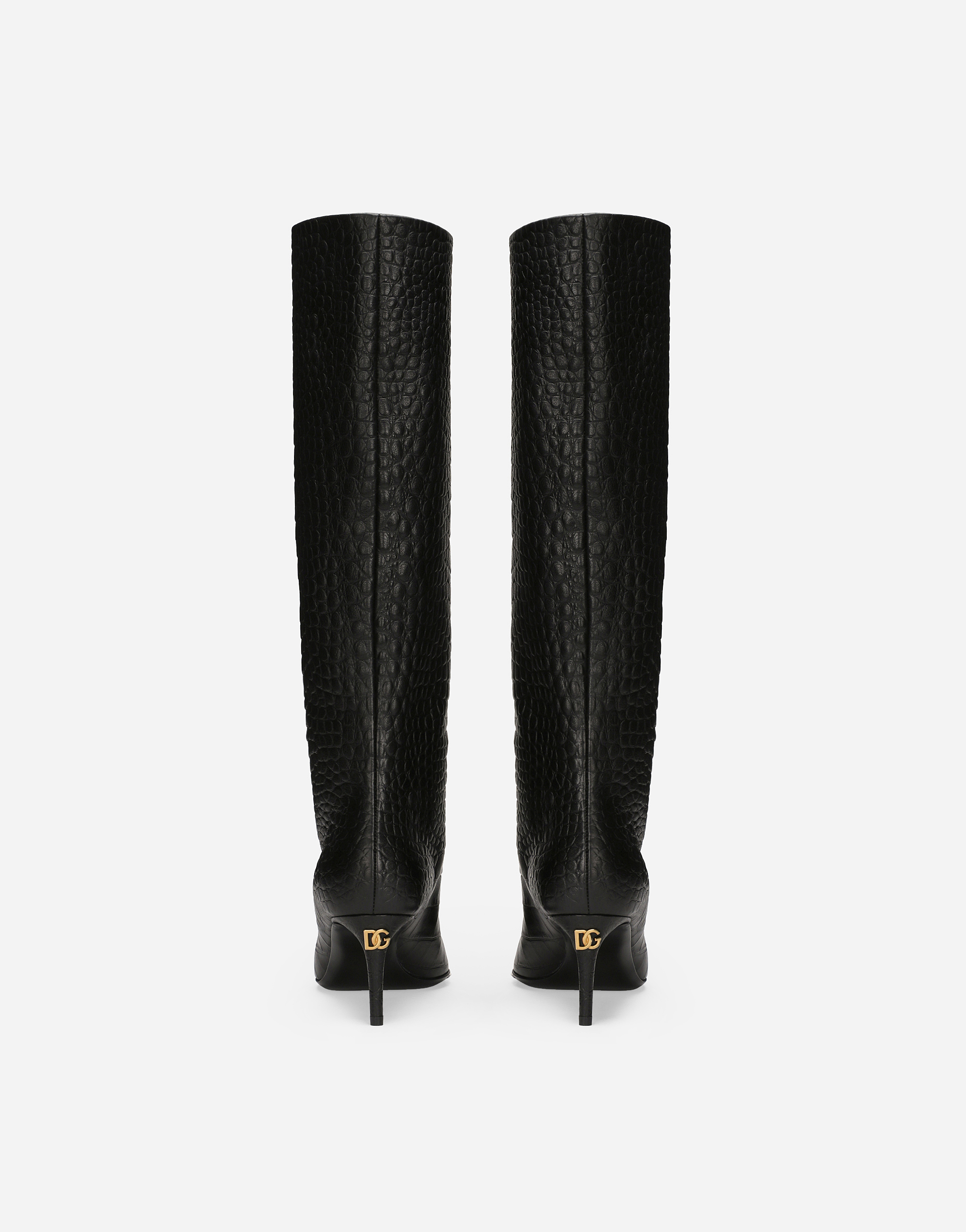 Shop Dolce & Gabbana Crocodile-print Calfskin Boots In Nero