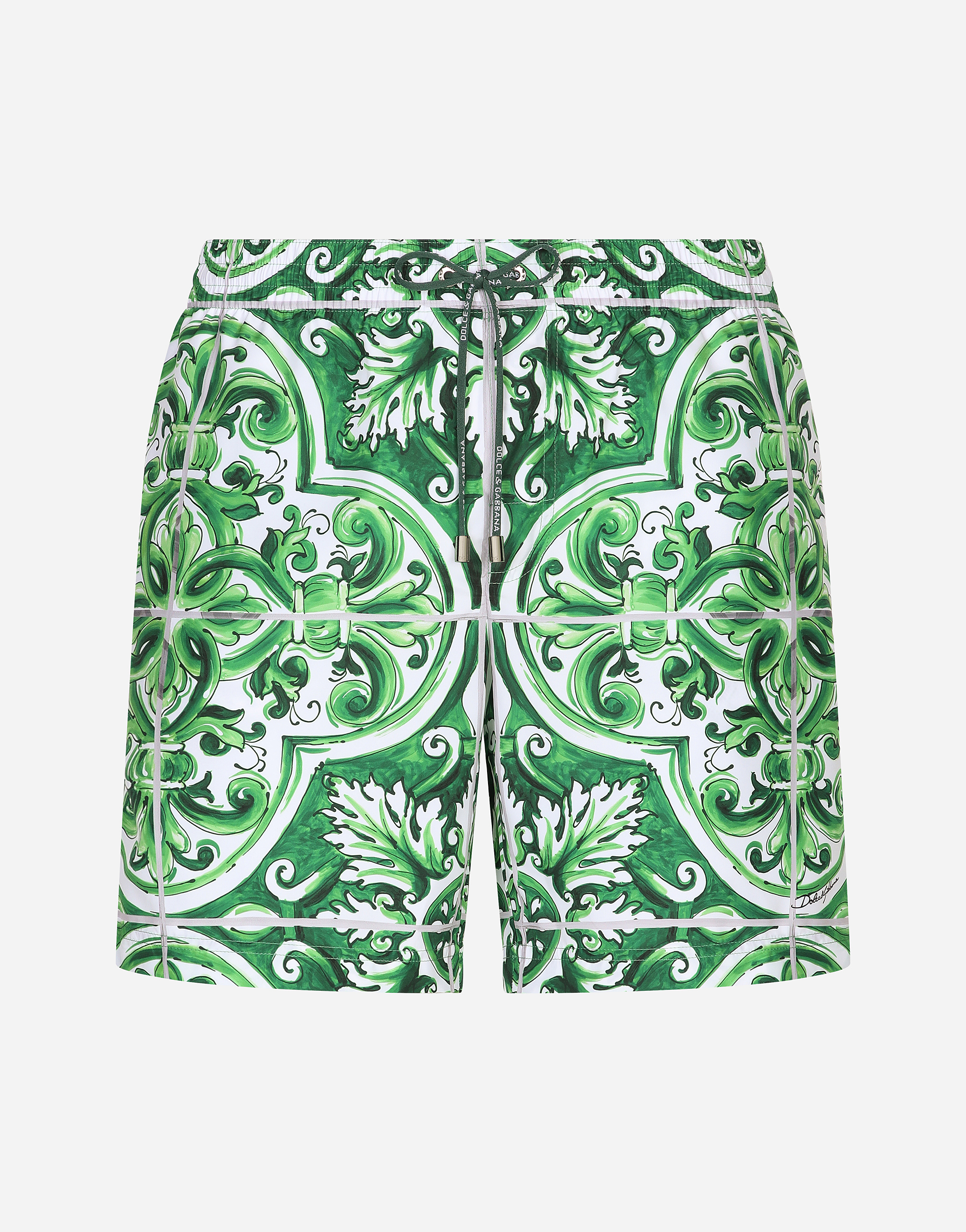 Shop Dolce & Gabbana Mid-length Majolica-print Swim Trunks