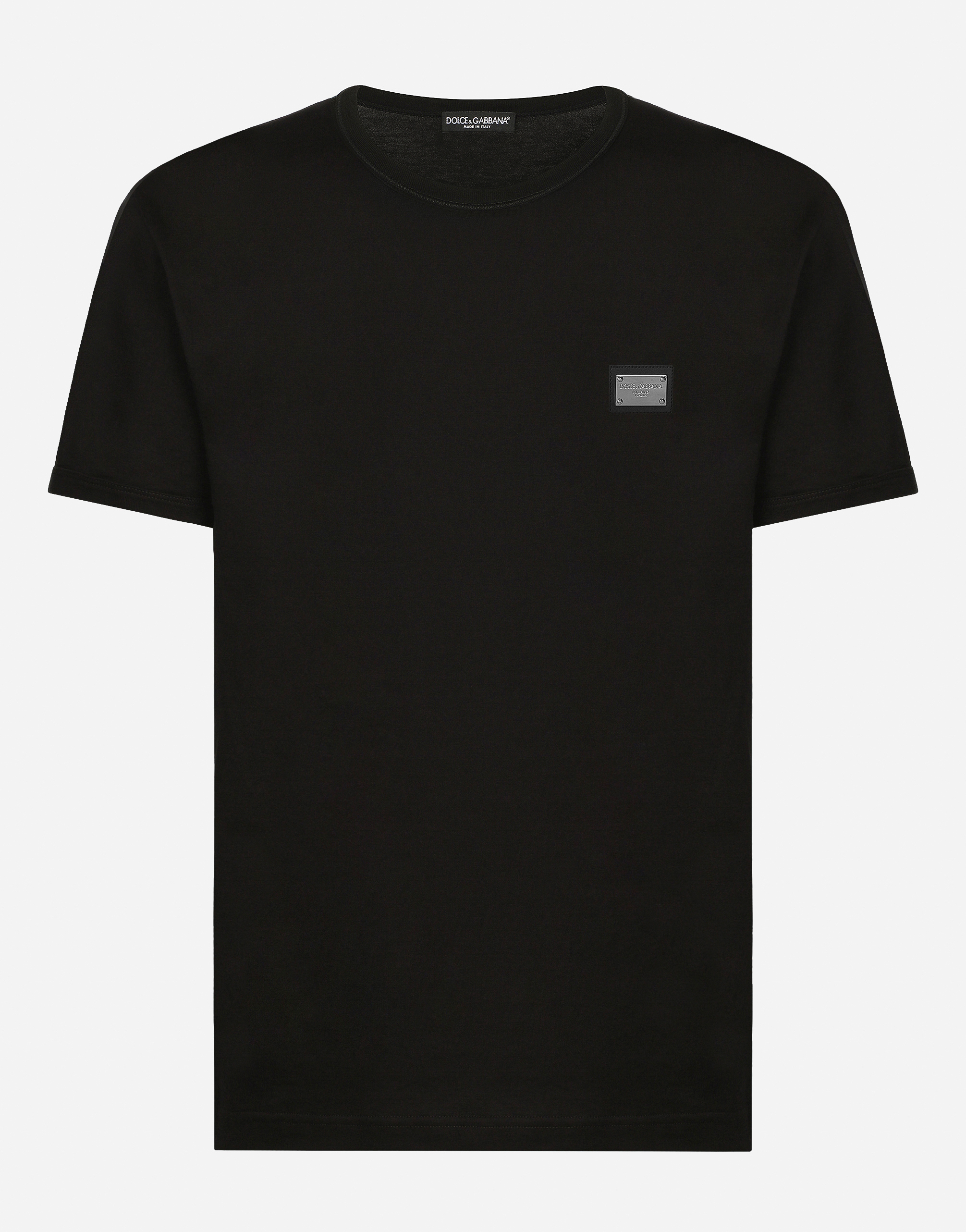 ブラックのメンズ Cotton T-shirt with branded tag | Dolce&Gabbana®