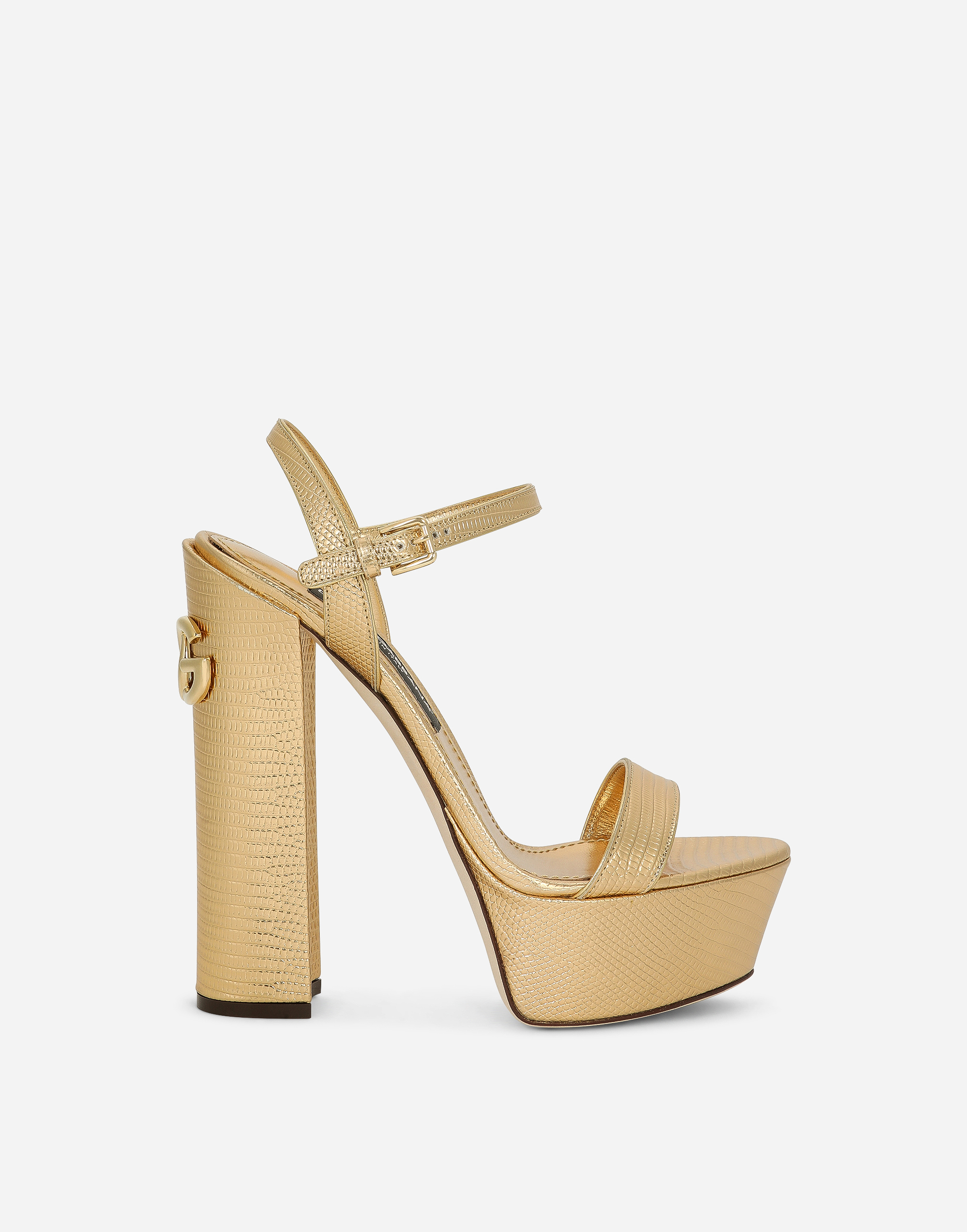 Foiled calfskin platform sandals