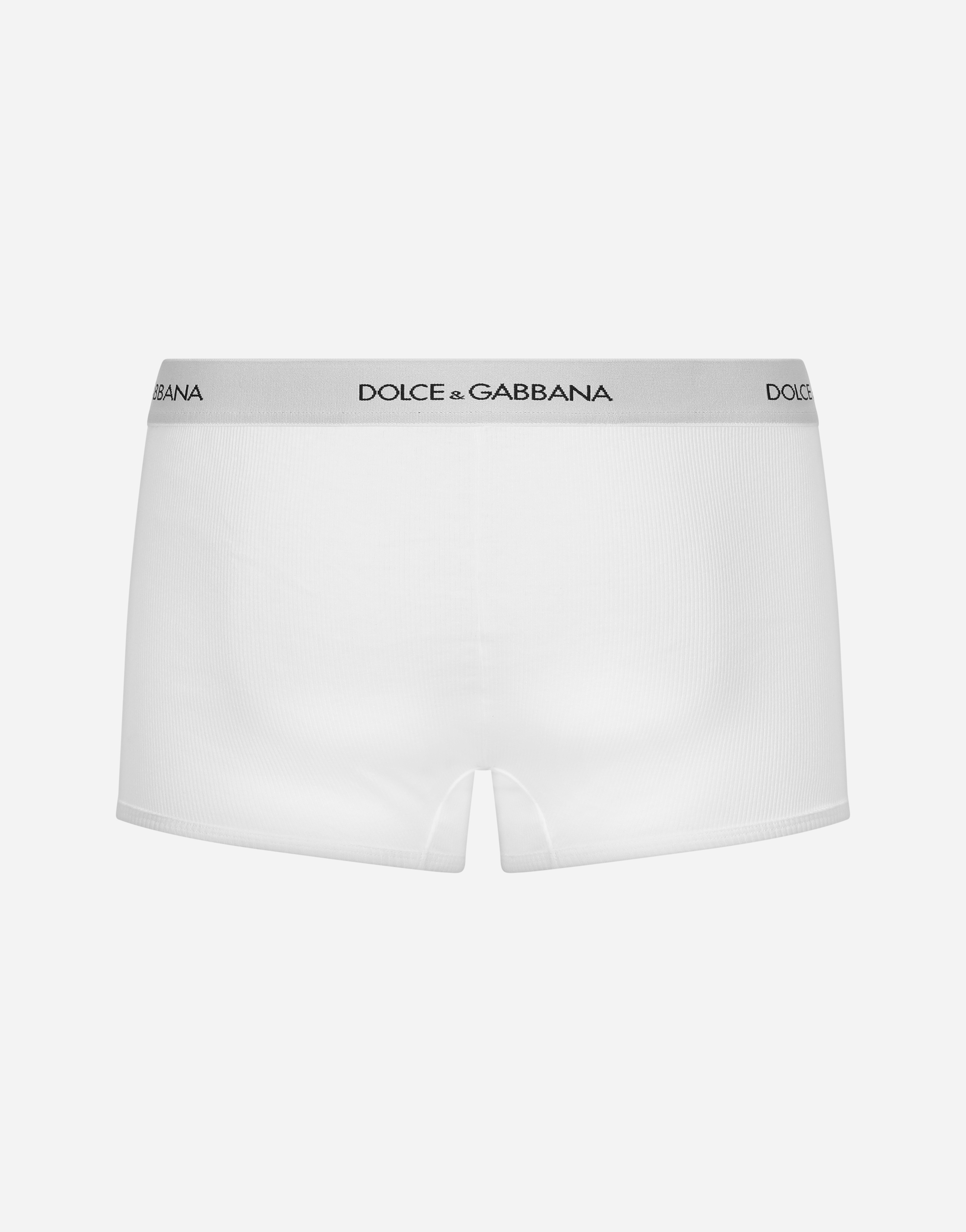 Shop Dolce & Gabbana Fine-rib Regular Cotton Boxers In White