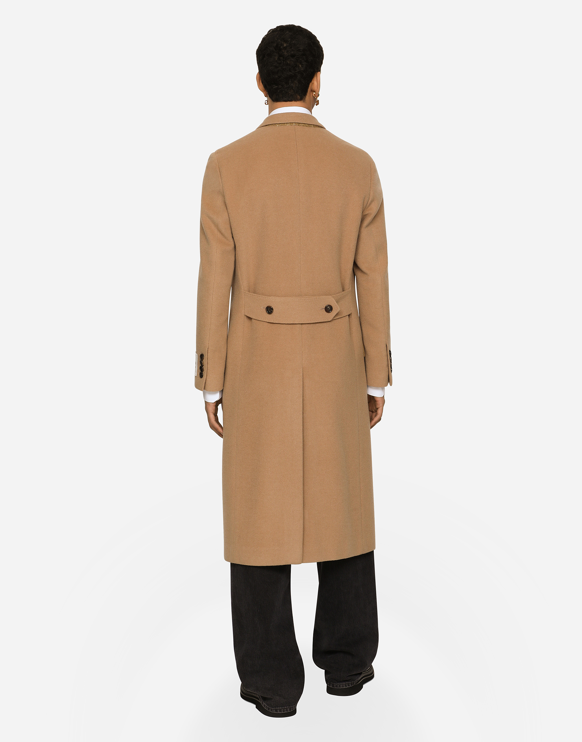 Single-breasted camel wool coat in Pale Pink for | Dolce&Gabbana® US