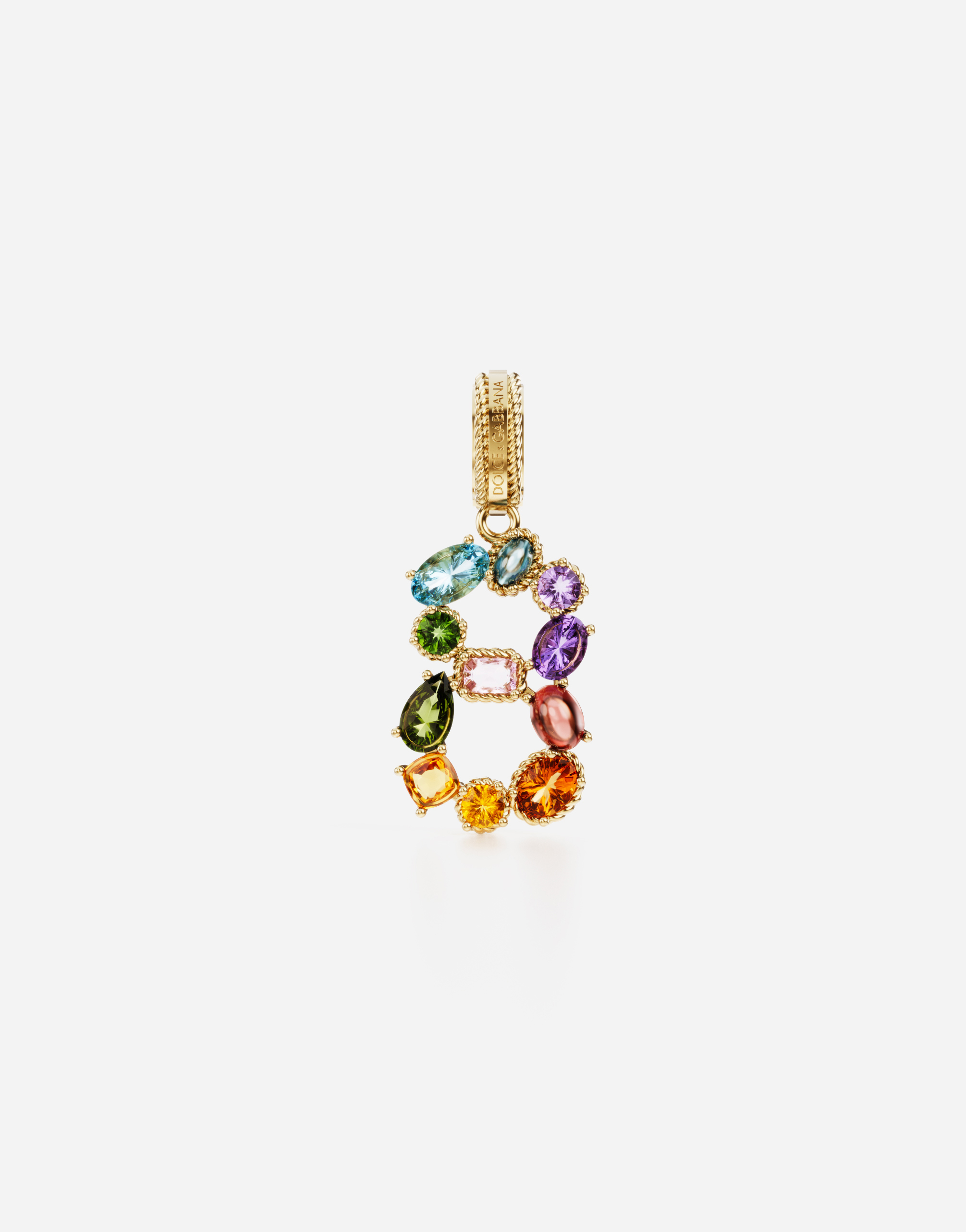 Dolce & Gabbana 18 Kt Yellow Gold Rainbow Pendant With Multicolor Finegemstones Representing Number 8 Yellow Gold Fe