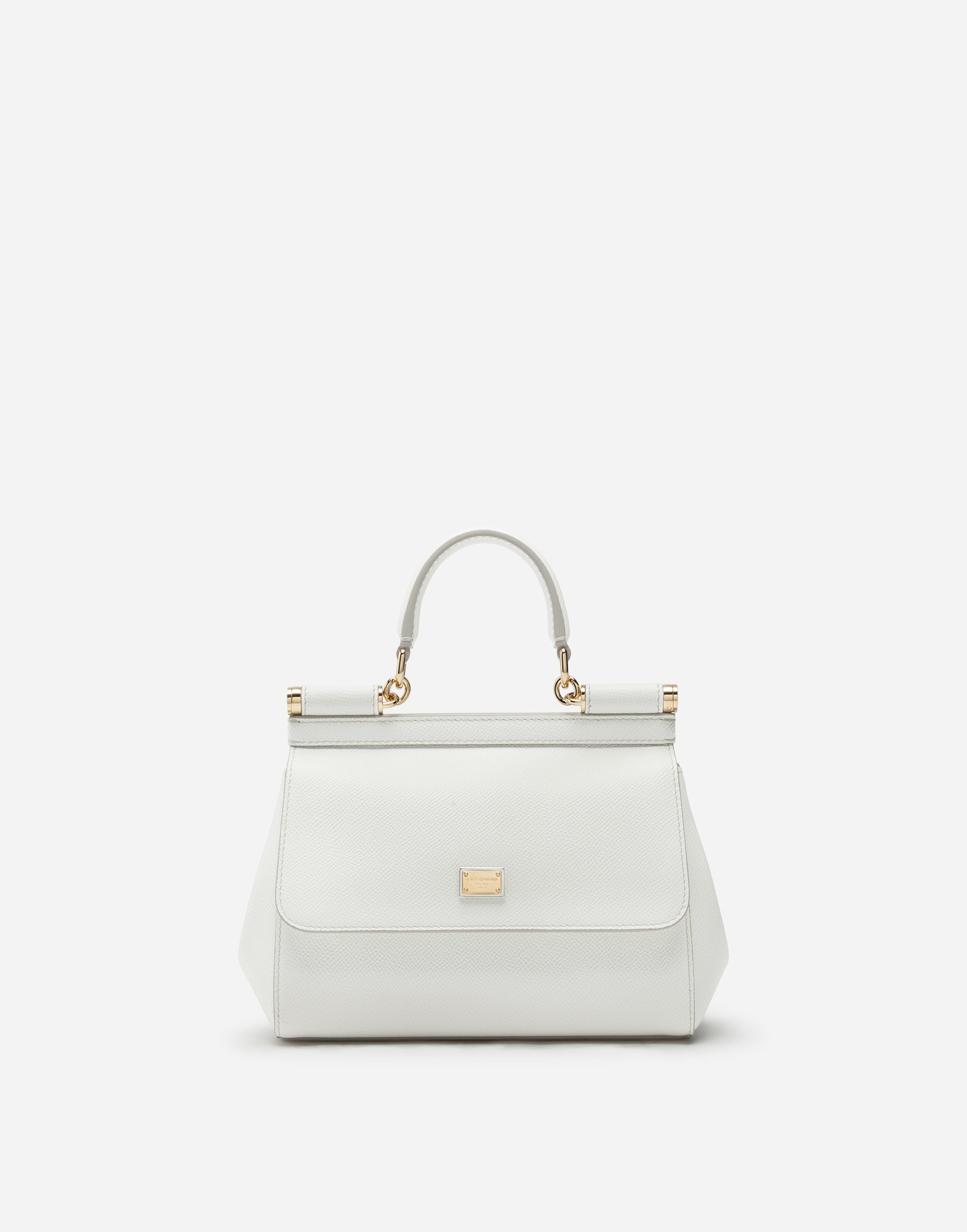 Dolce & Gabbana Small Sicily Bag In Dauphine Leather in White