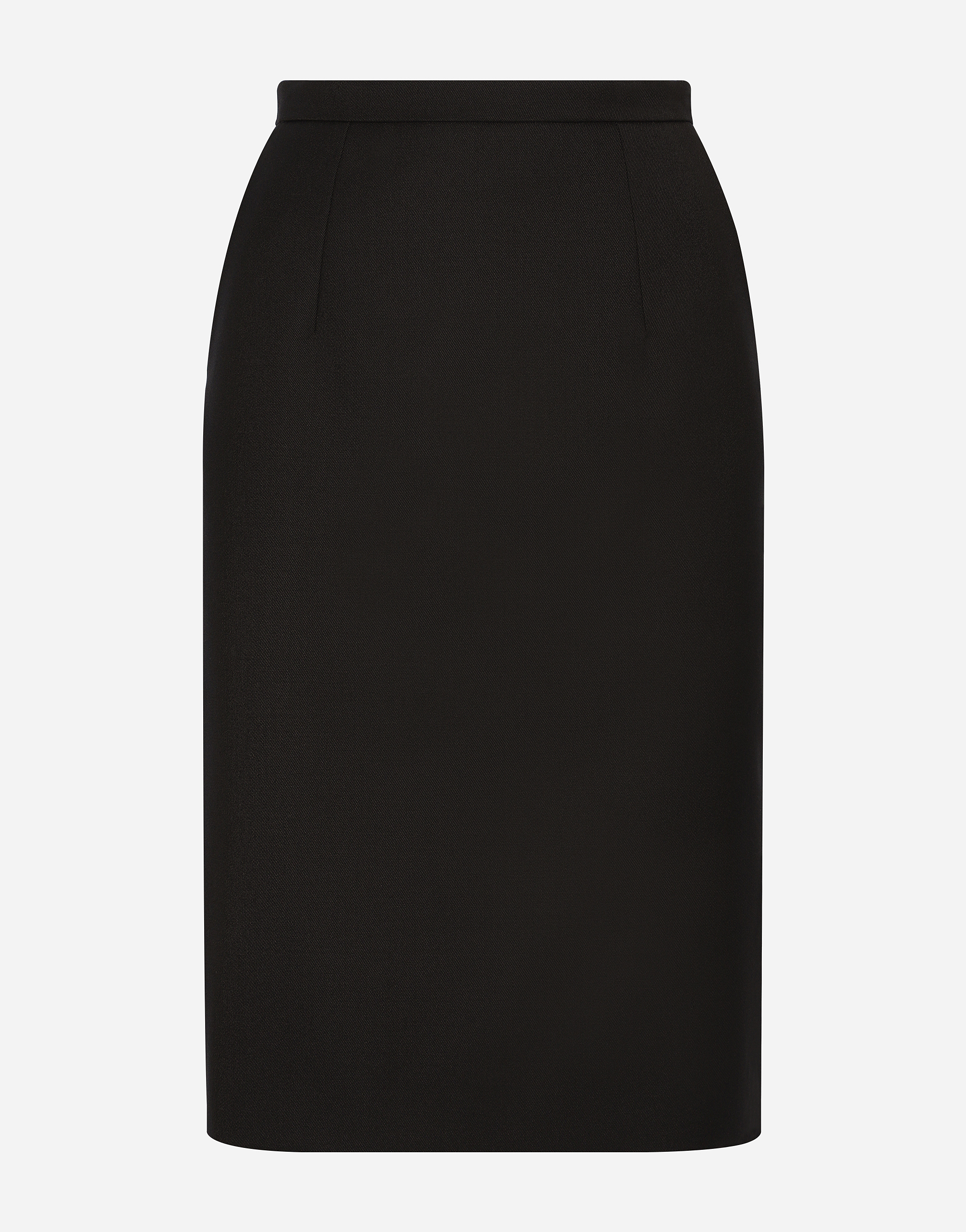 Wool crepe midi pencil skirt