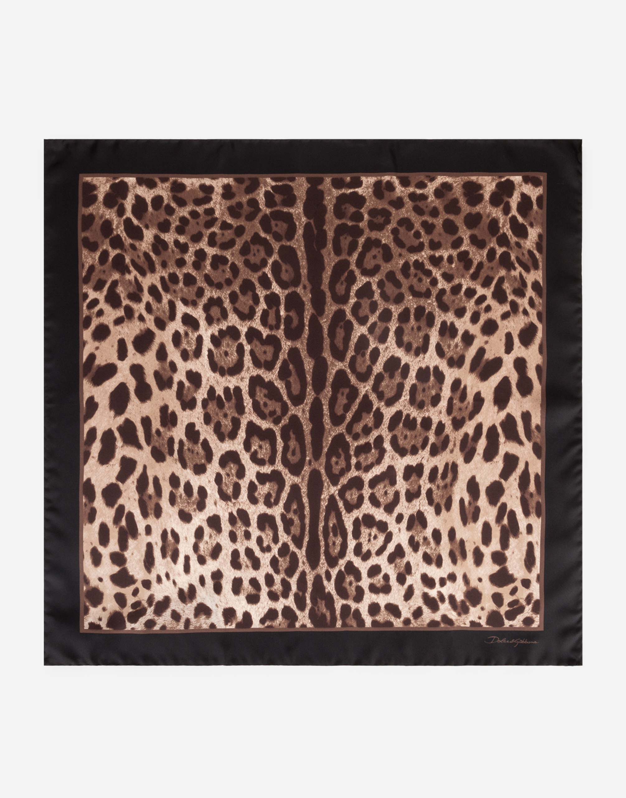 Dolce & Gabbana Leopard Print Silk Foulard in Metallic