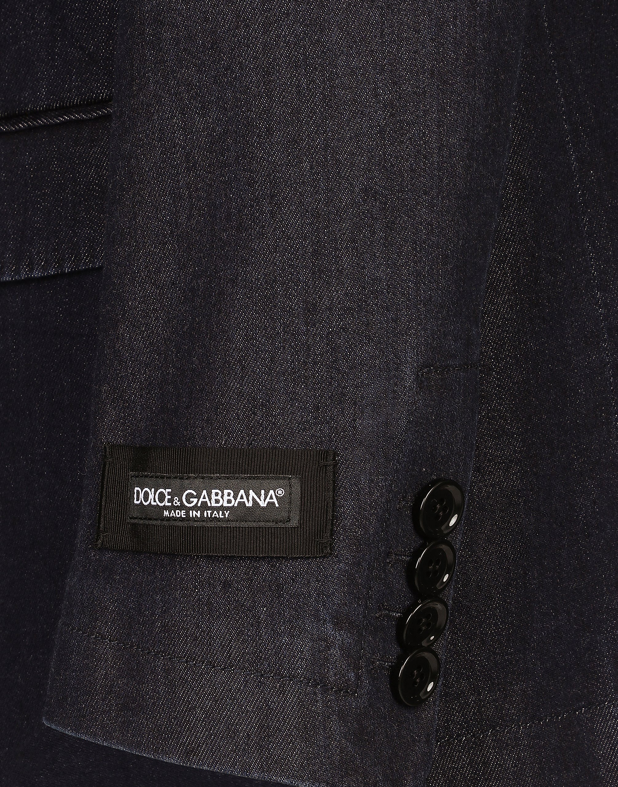 Shop Dolce & Gabbana Double-breasted Silk And Cotton Denim Taormina-fit Jacket In Multicolor