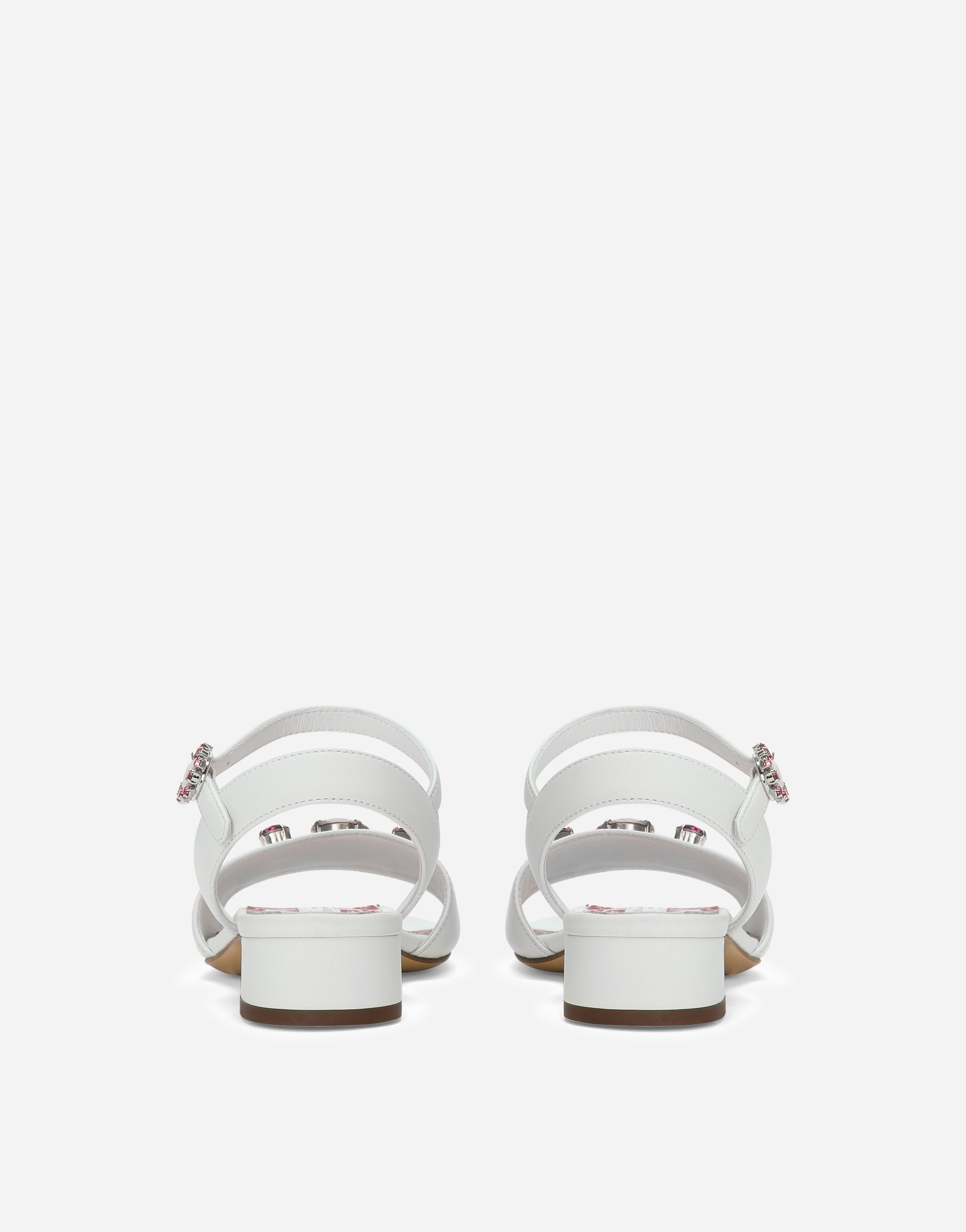 マルチカラーのガールズ Nappa leather sandals with embroidery 