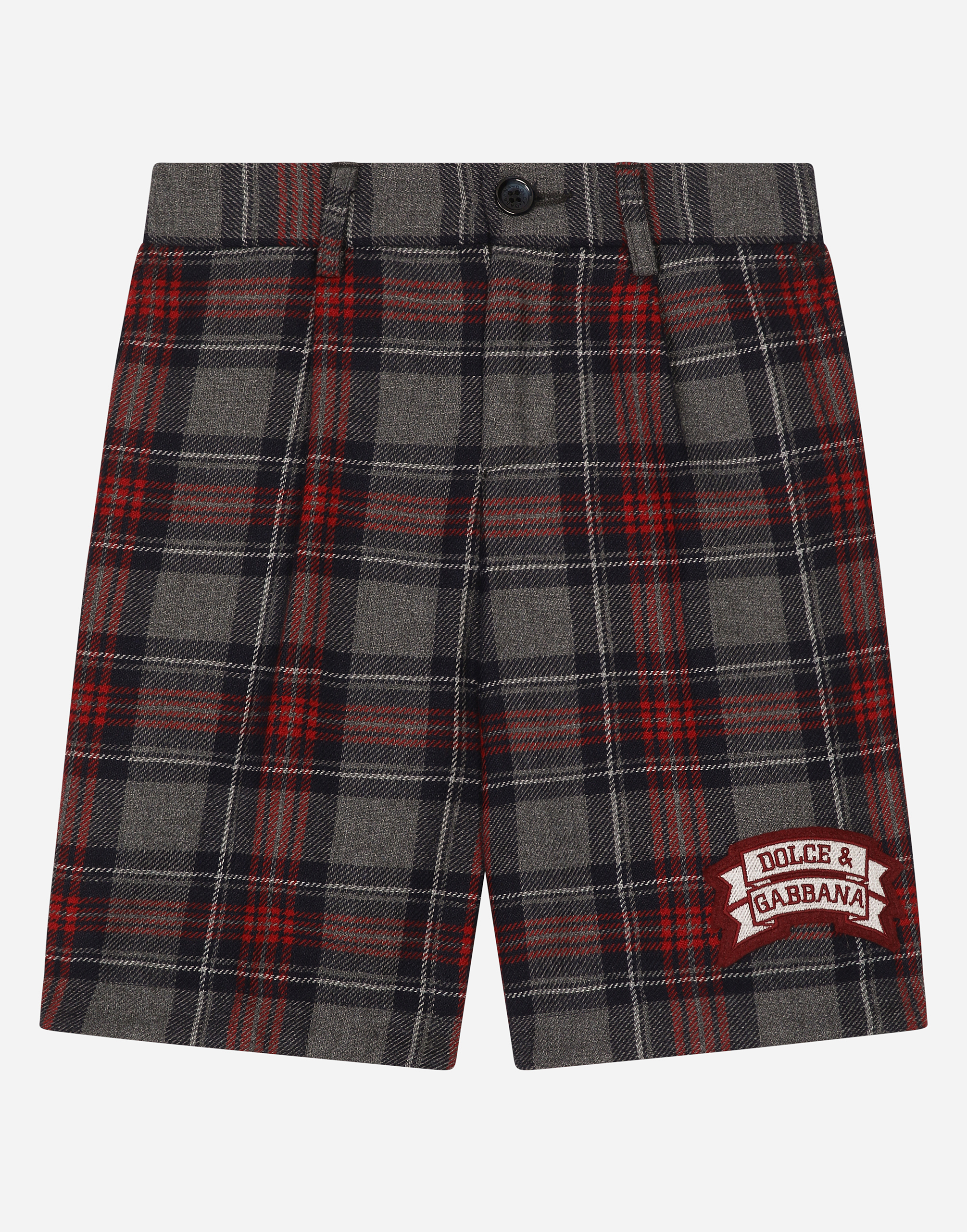 Shop Dolce & Gabbana Tartan Wool-blend Shorts With Dolce&gabbana Logo In Multicolor