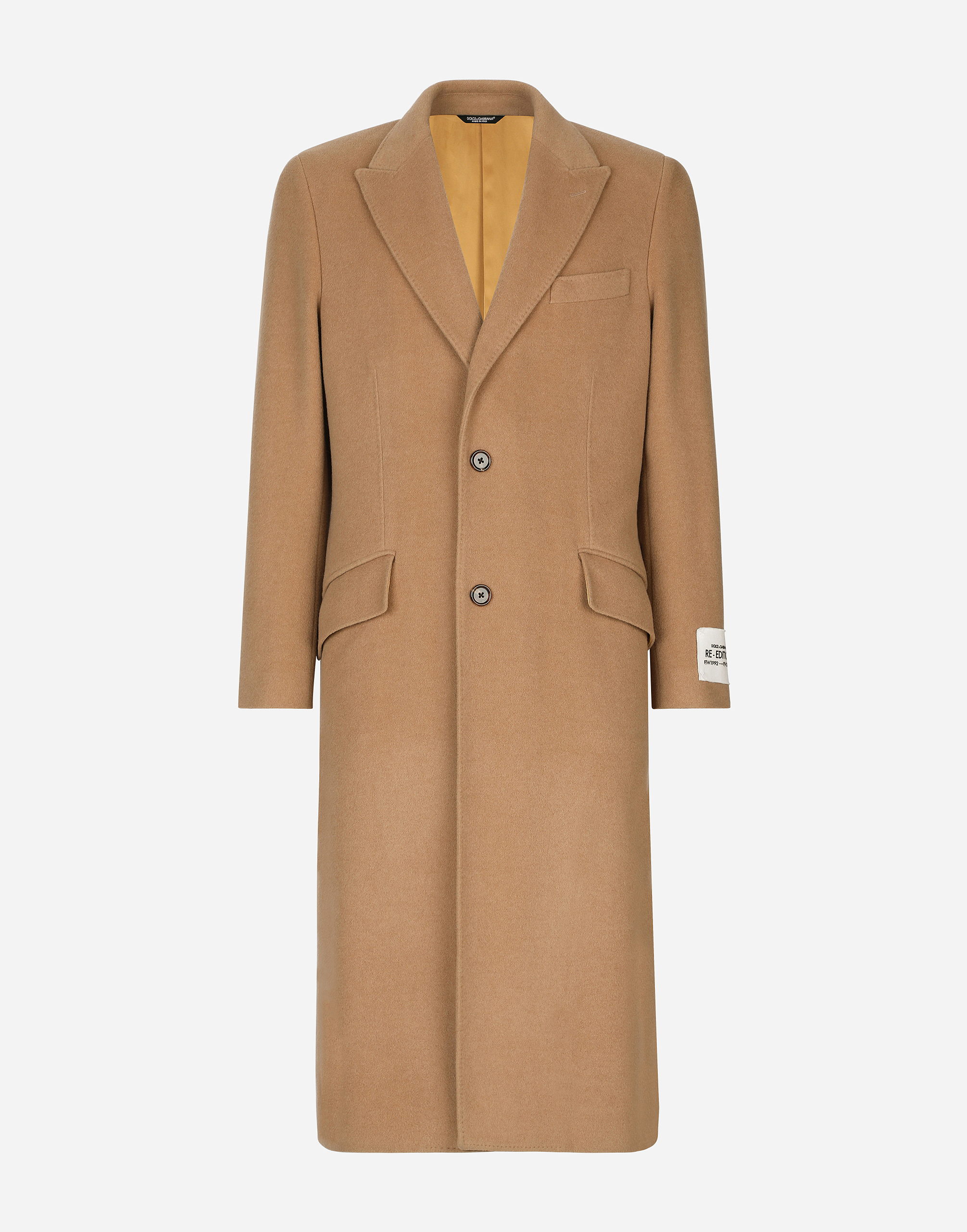 Single-breasted camel wool coat in Pale Pink for | Dolce&Gabbana