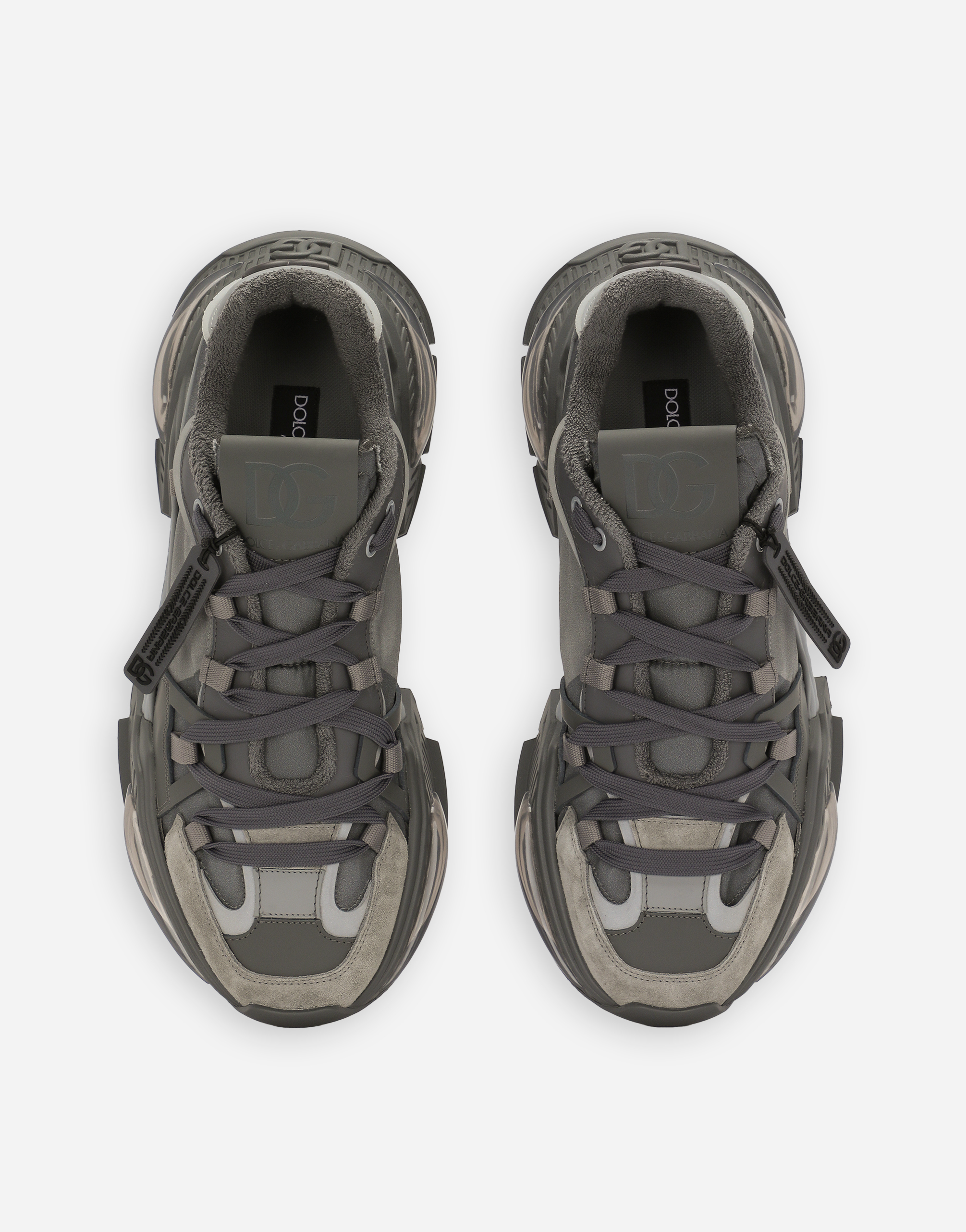Shop Dolce & Gabbana Mixed-material Airmaster Sneakers In Grey